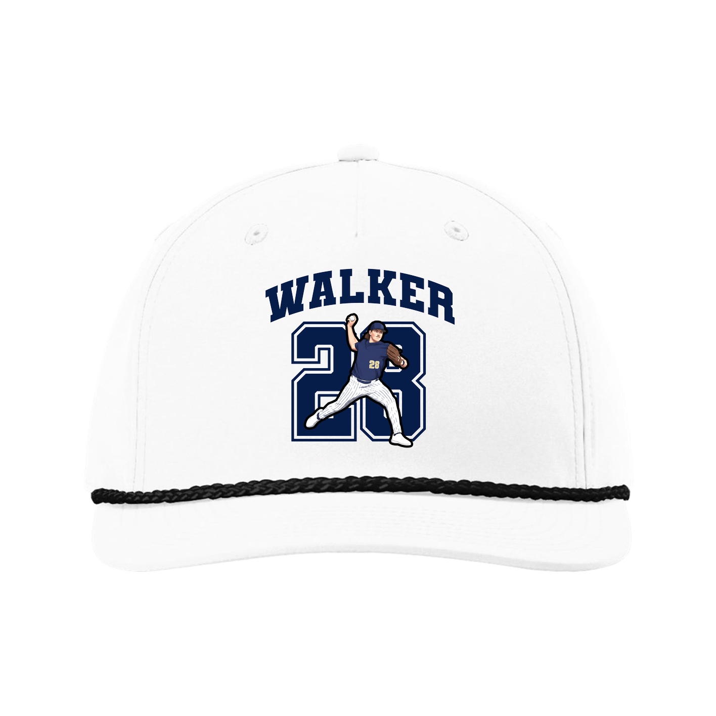 Five-Panel Classic Rope Cap — Number in White