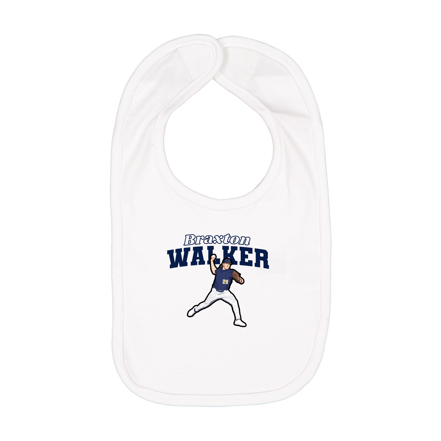 Infant Bib — Name Arch in White