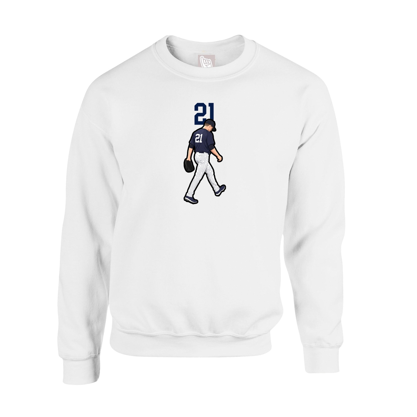 Fleece Crew — Number Top in White