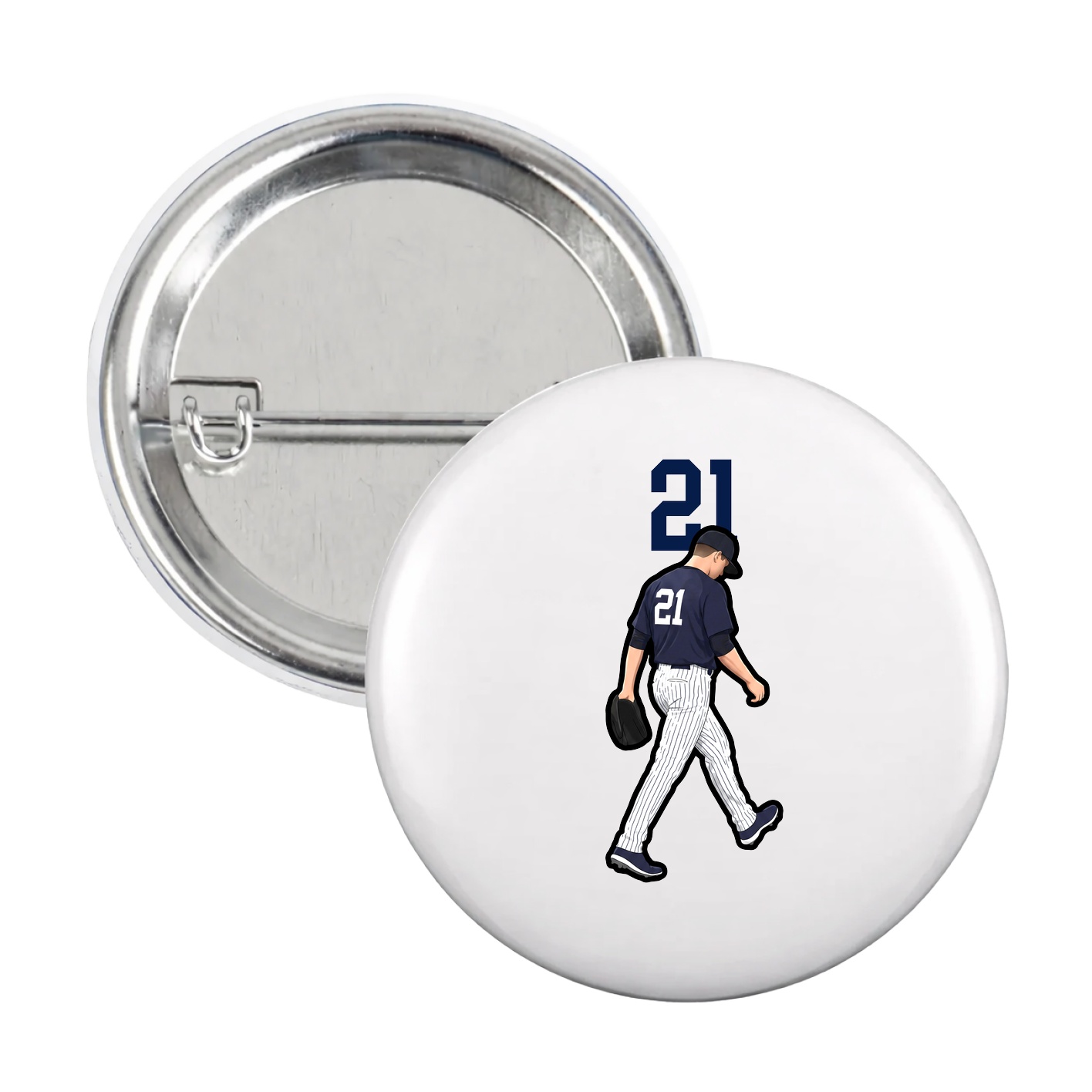 Game Day Button — Number Top in White