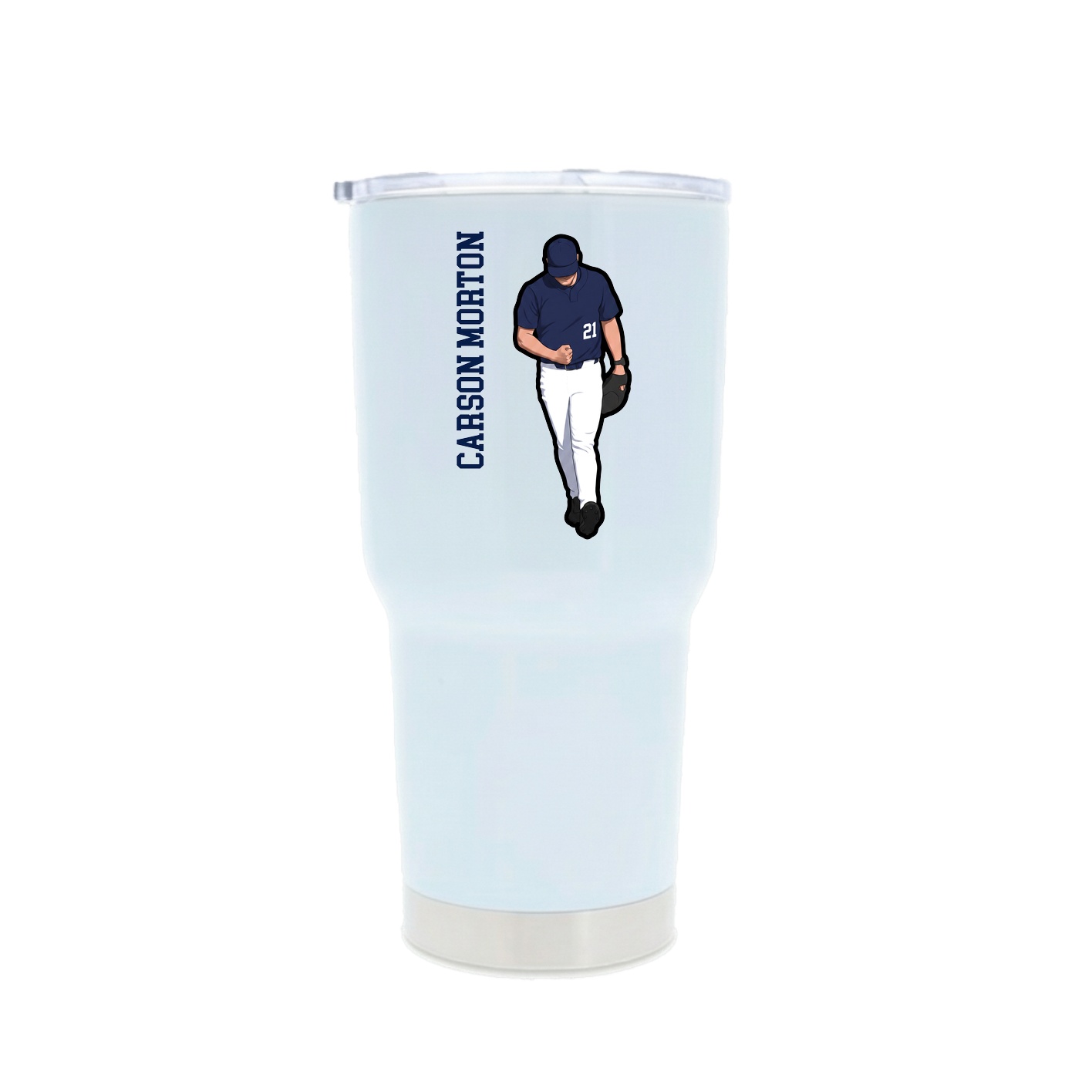 30oz Stainless Steel Tumbler — Name Vertical in White