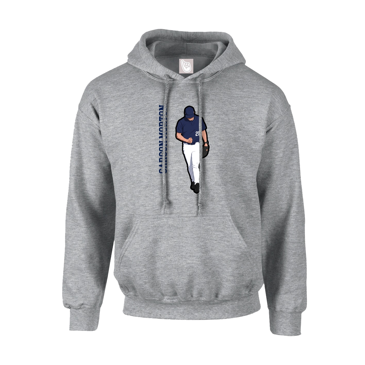 Hoodie — Name Vertical in Grey