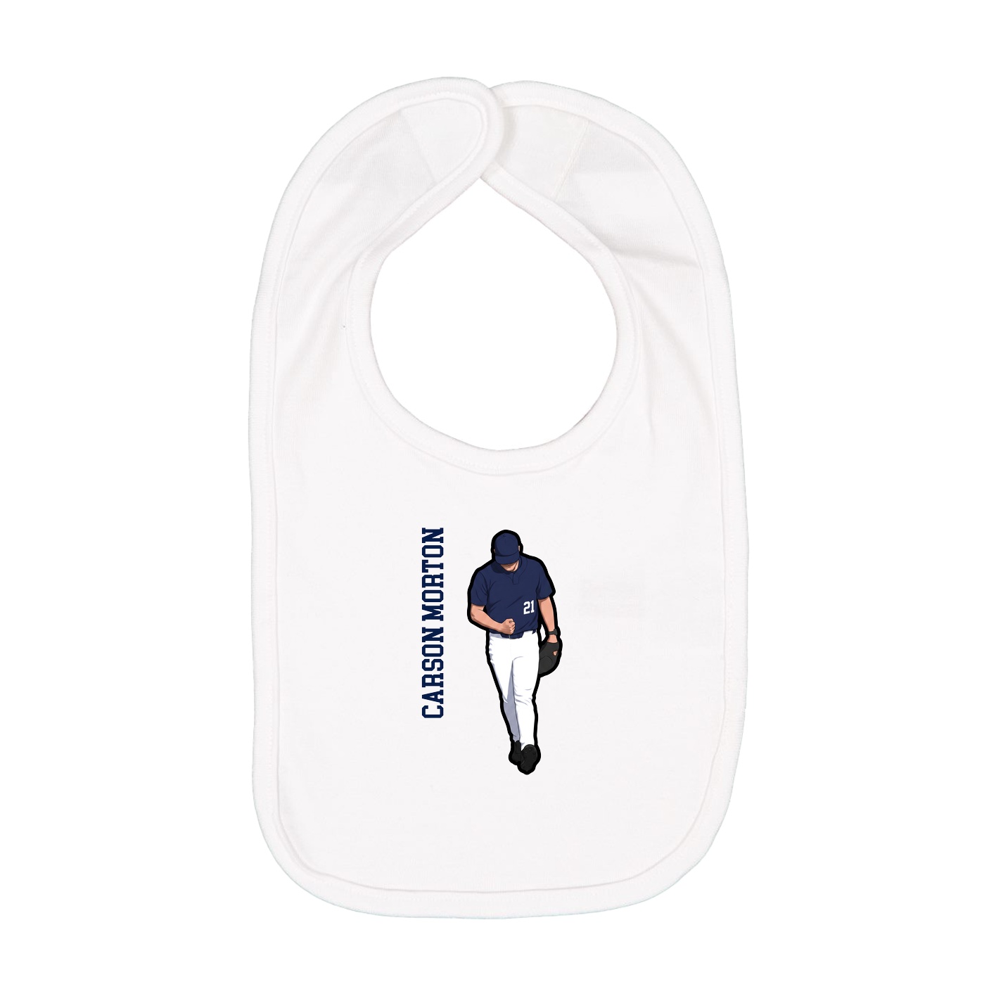 Infant Bib — Name Vertical in White