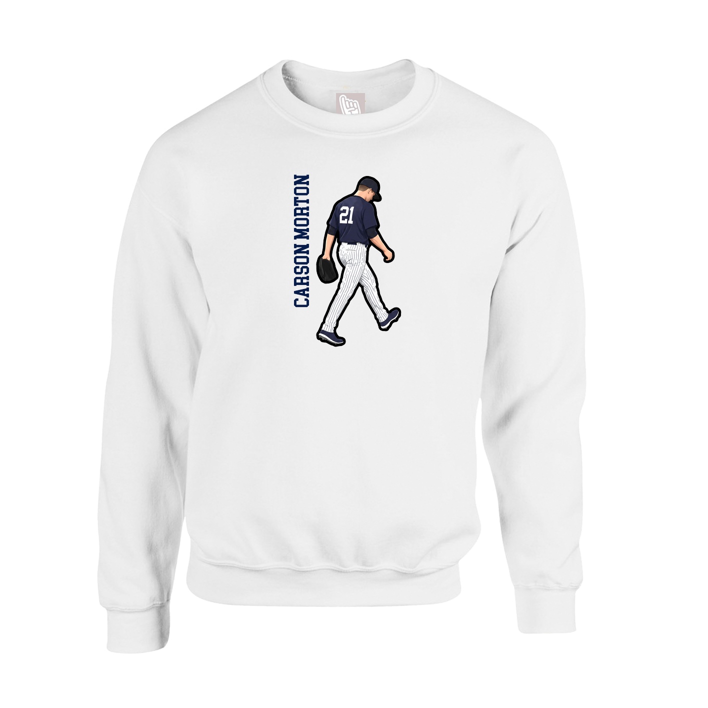 Fleece Crew — Name Vertical in White