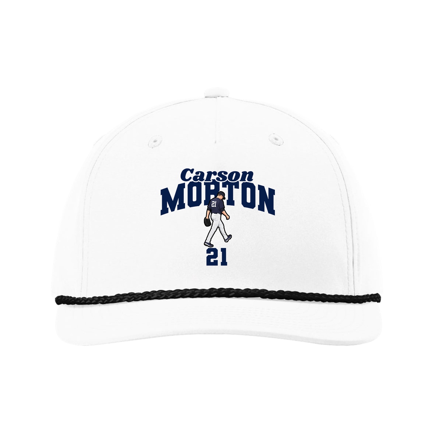 Five-Panel Classic Rope Cap — Signature Arch in White