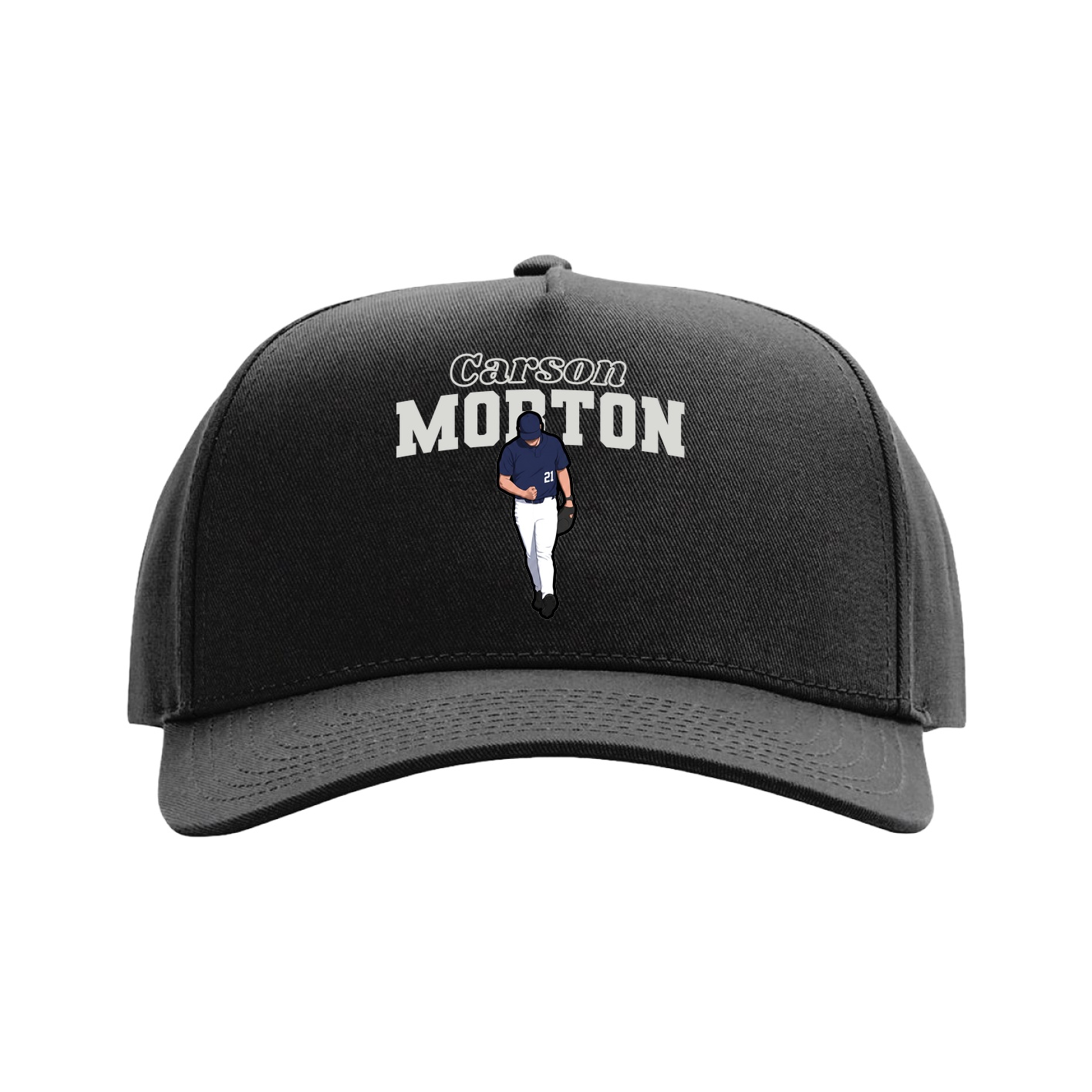 Full Fabric Five-Panel Champ Cap — Name Arch in Black