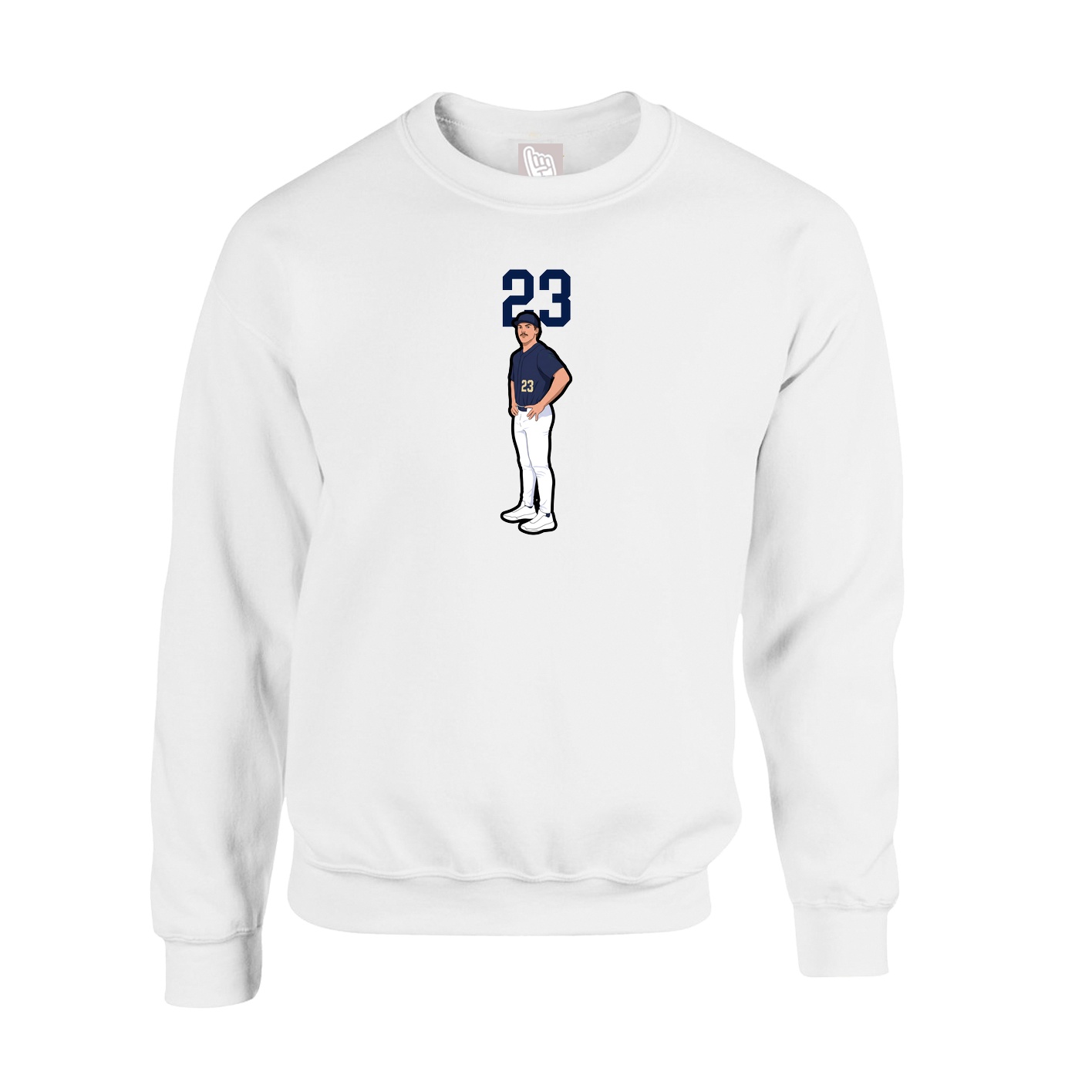 Fleece Crew — Number Top in White