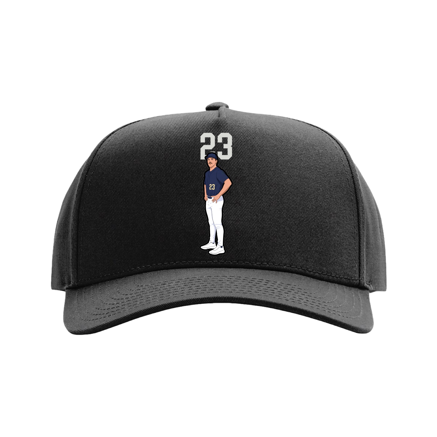 Full Fabric Five-Panel Champ Cap — Number Top in Black