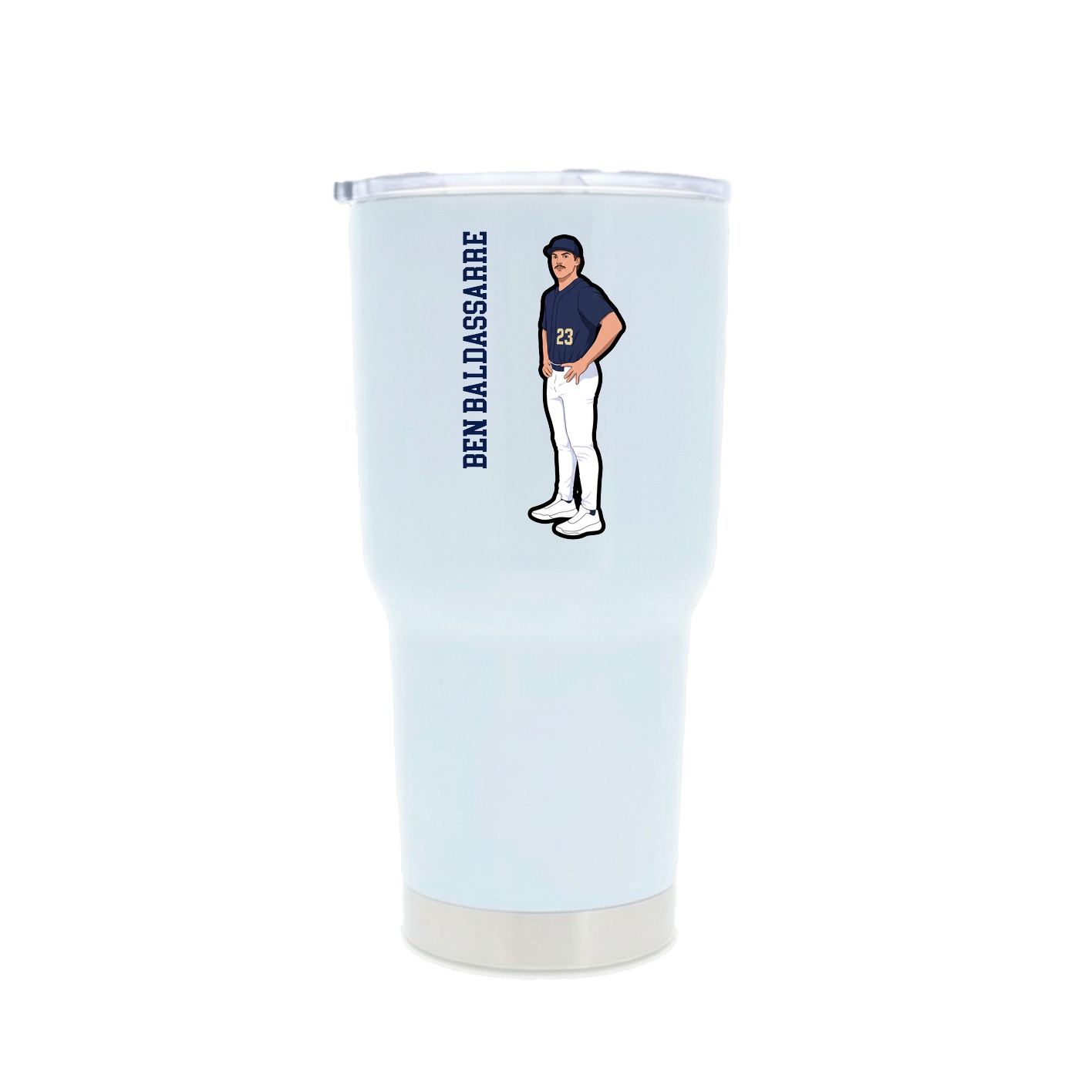 30oz Stainless Steel Tumbler — Name Vertical in White