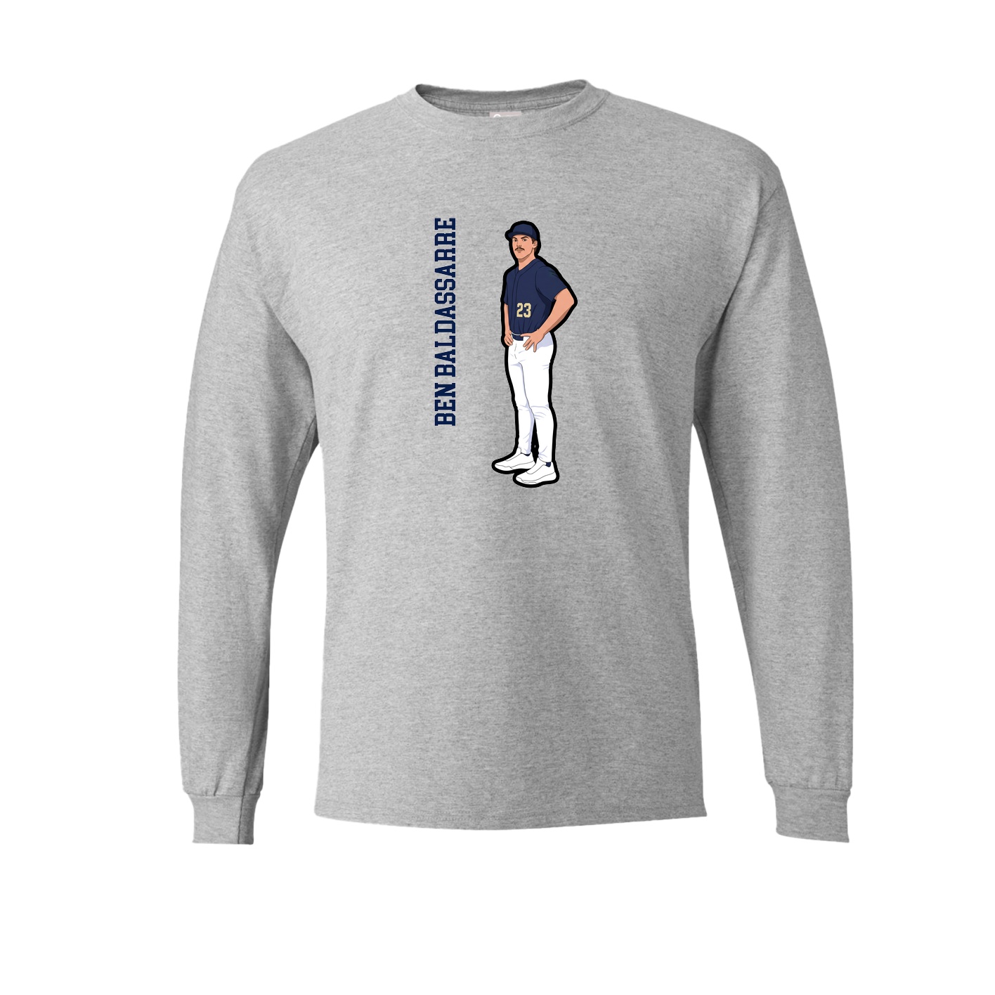 Long Sleeve Tee — Name Vertical in Grey