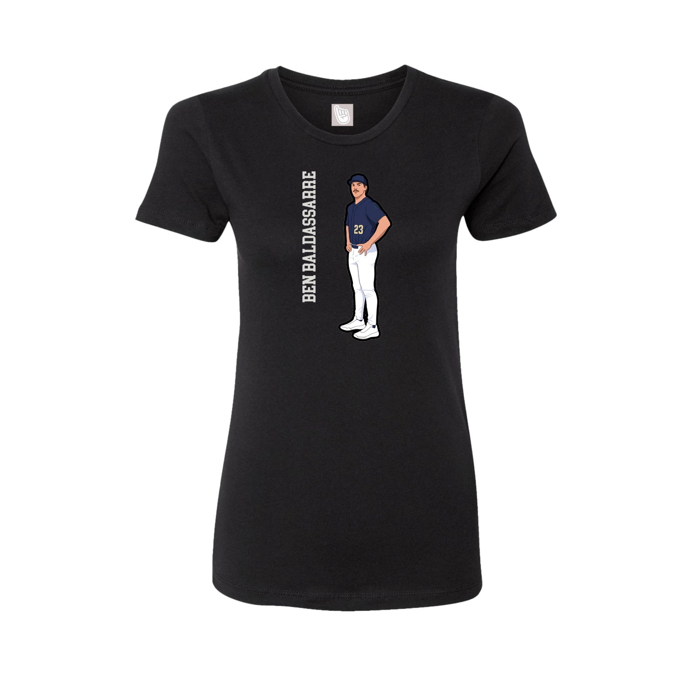 Fitted Women's Tee — Name Vertical in Black