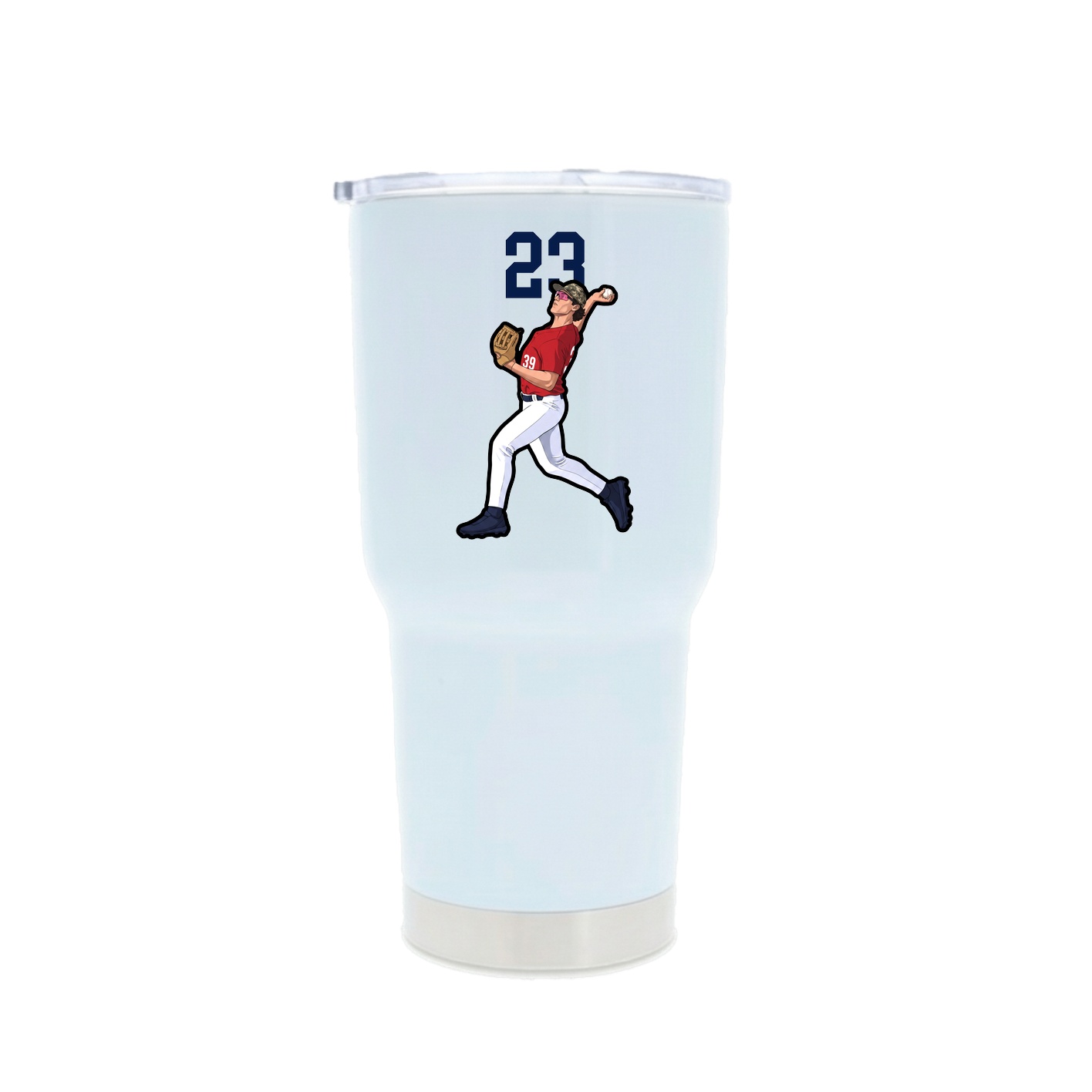 30oz Stainless Steel Tumbler — Number Top in White