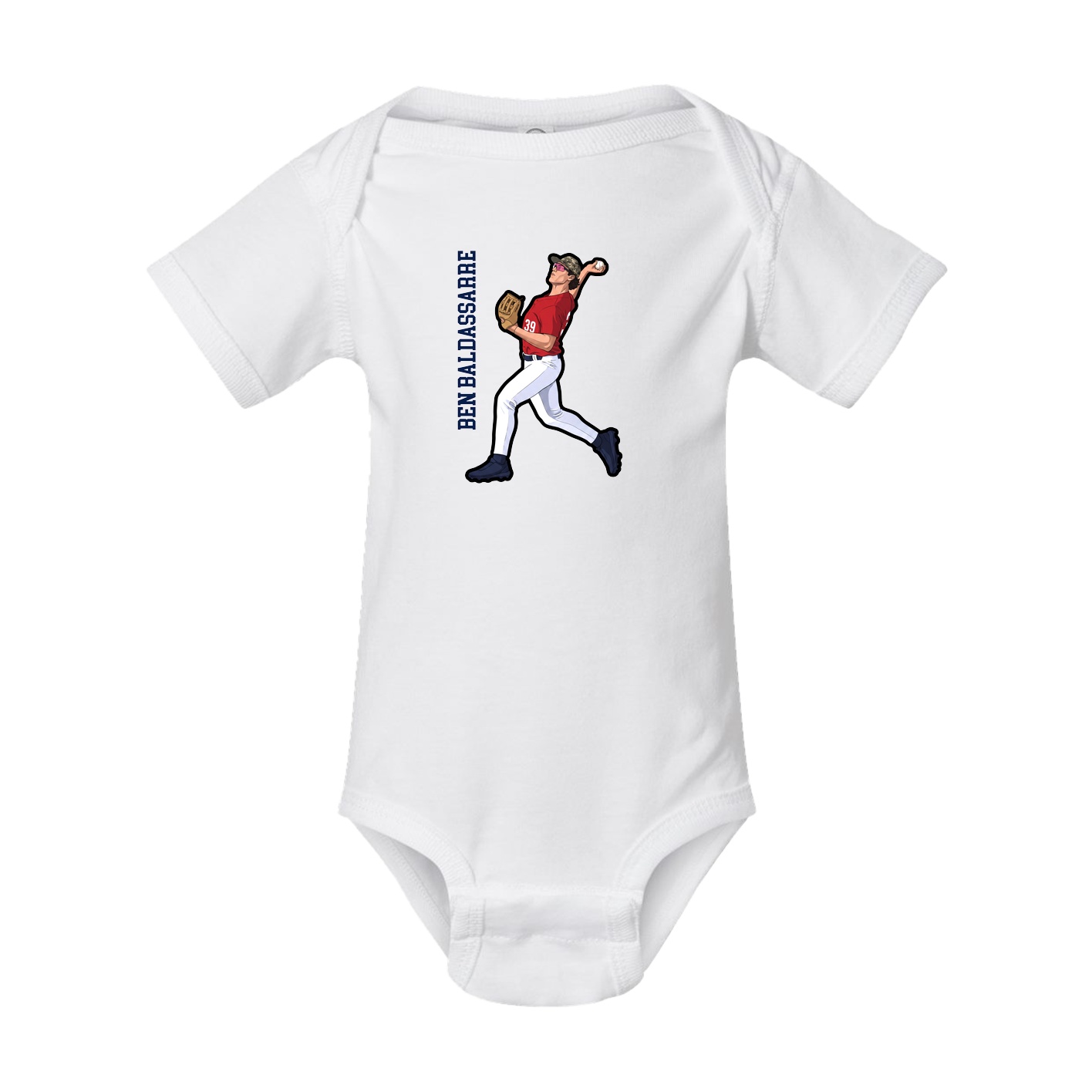 Baby Onesie — Name Vertical in White