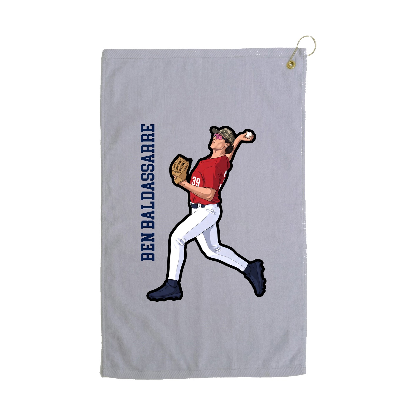 Golf Towel — Name Vertical in Grey