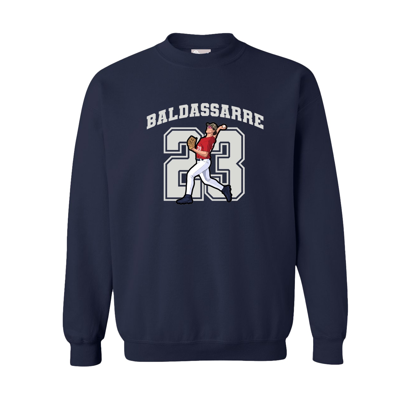 Fleece Crew — Number in Navy