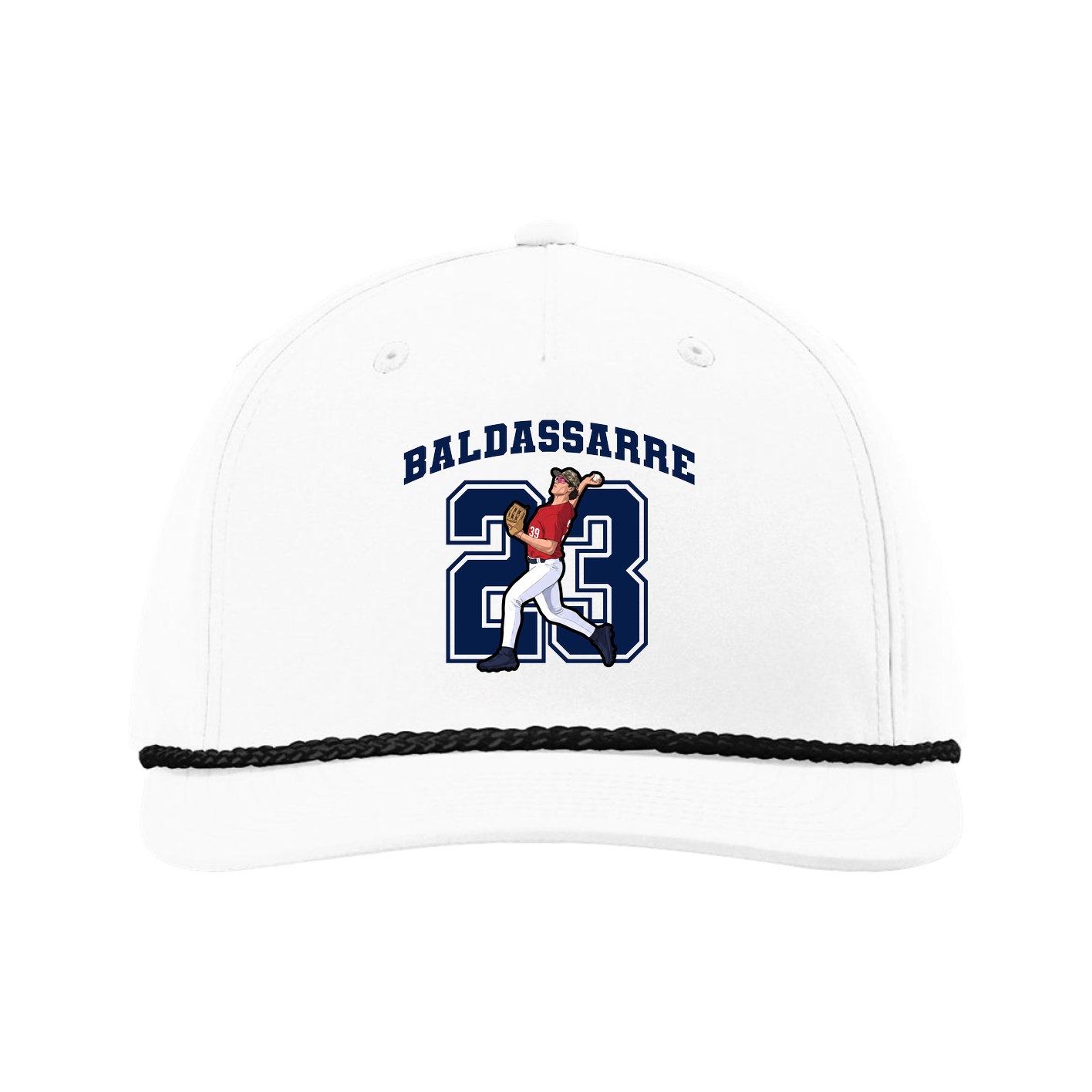 Five-Panel Classic Rope Cap — Number in White