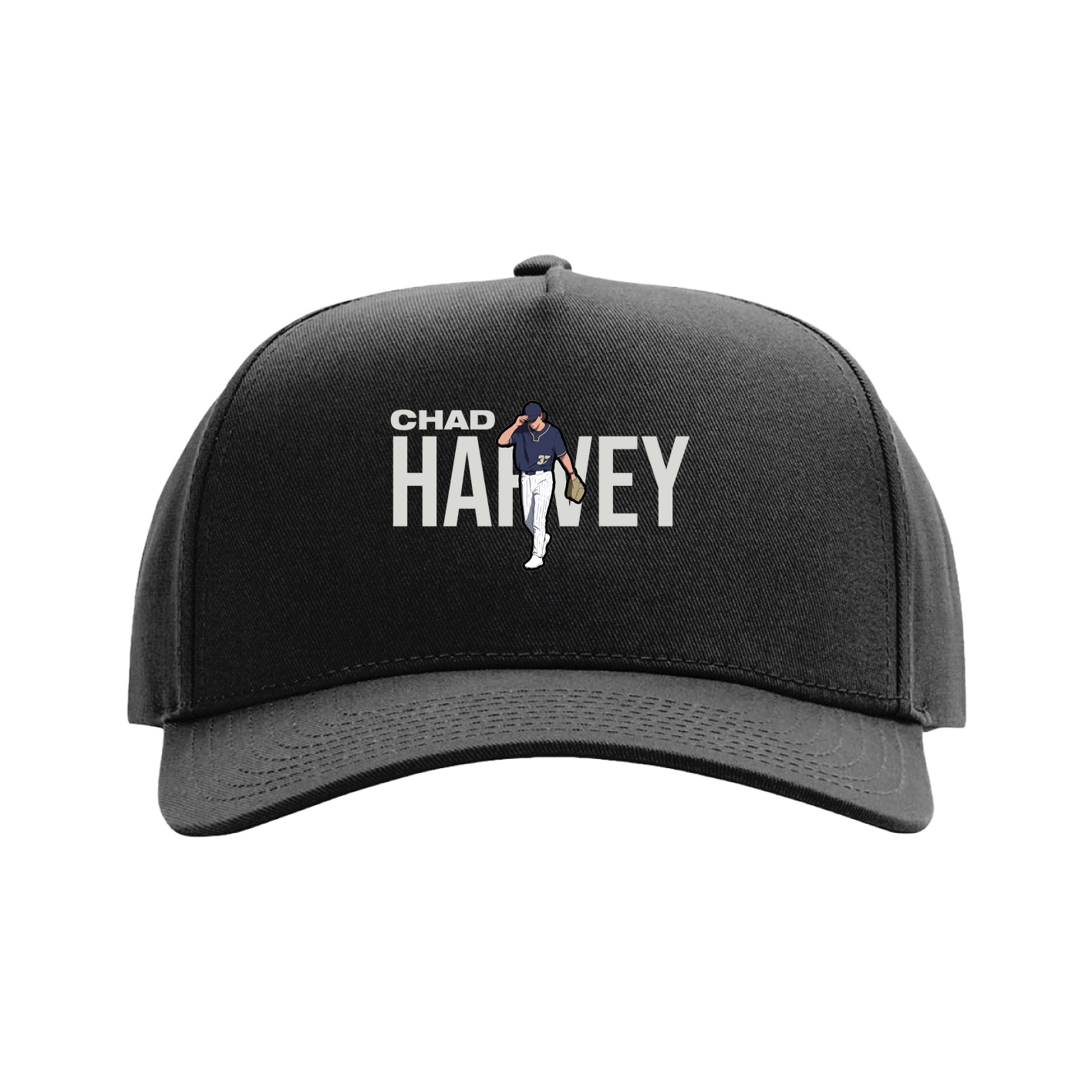 Full Fabric Five-Panel Champ Cap — Player Name in Black