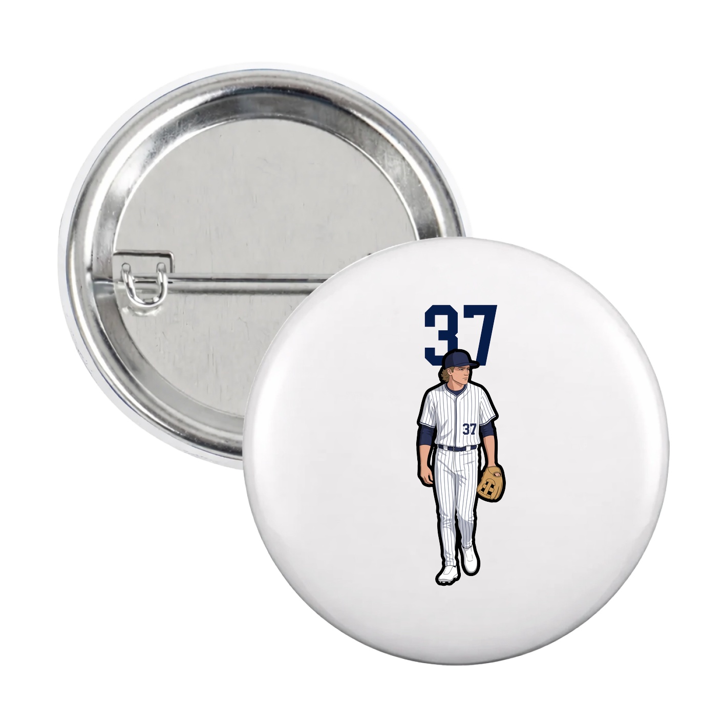 Game Day Button — Number Top in White