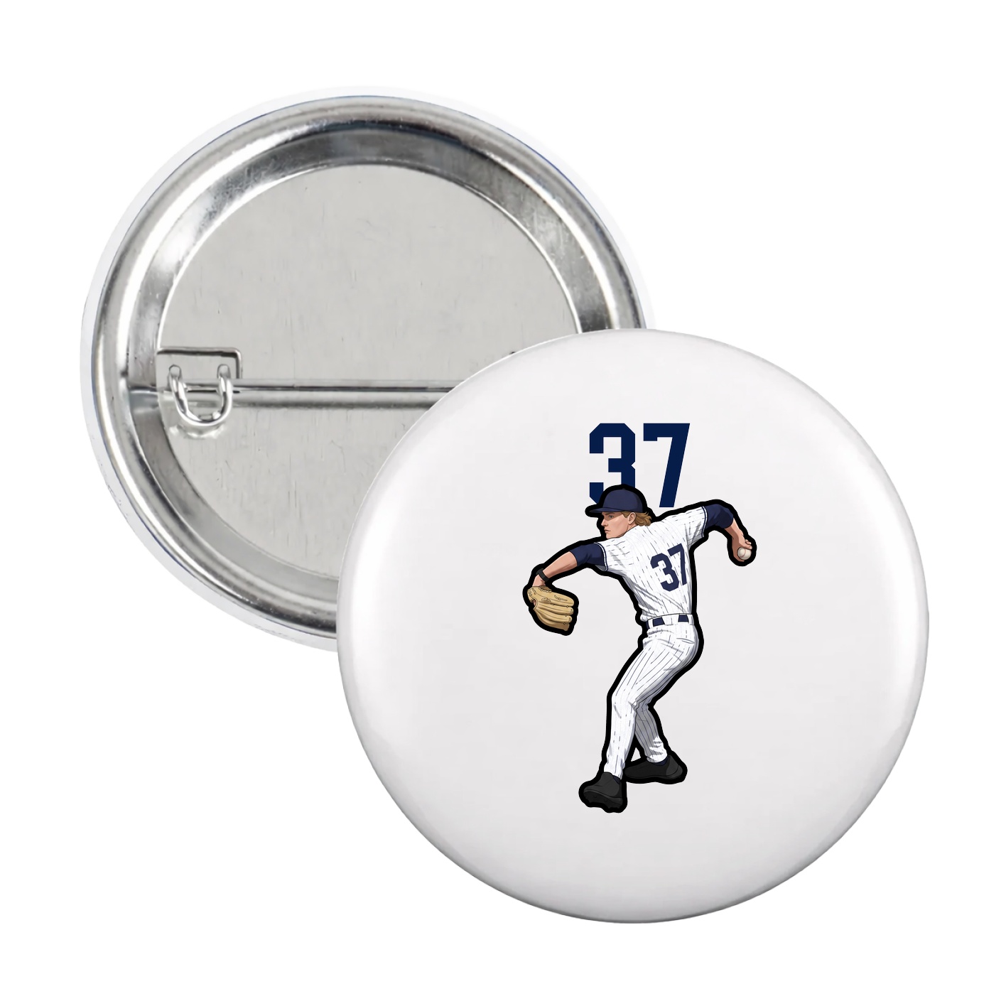 Game Day Button — Number Top in White