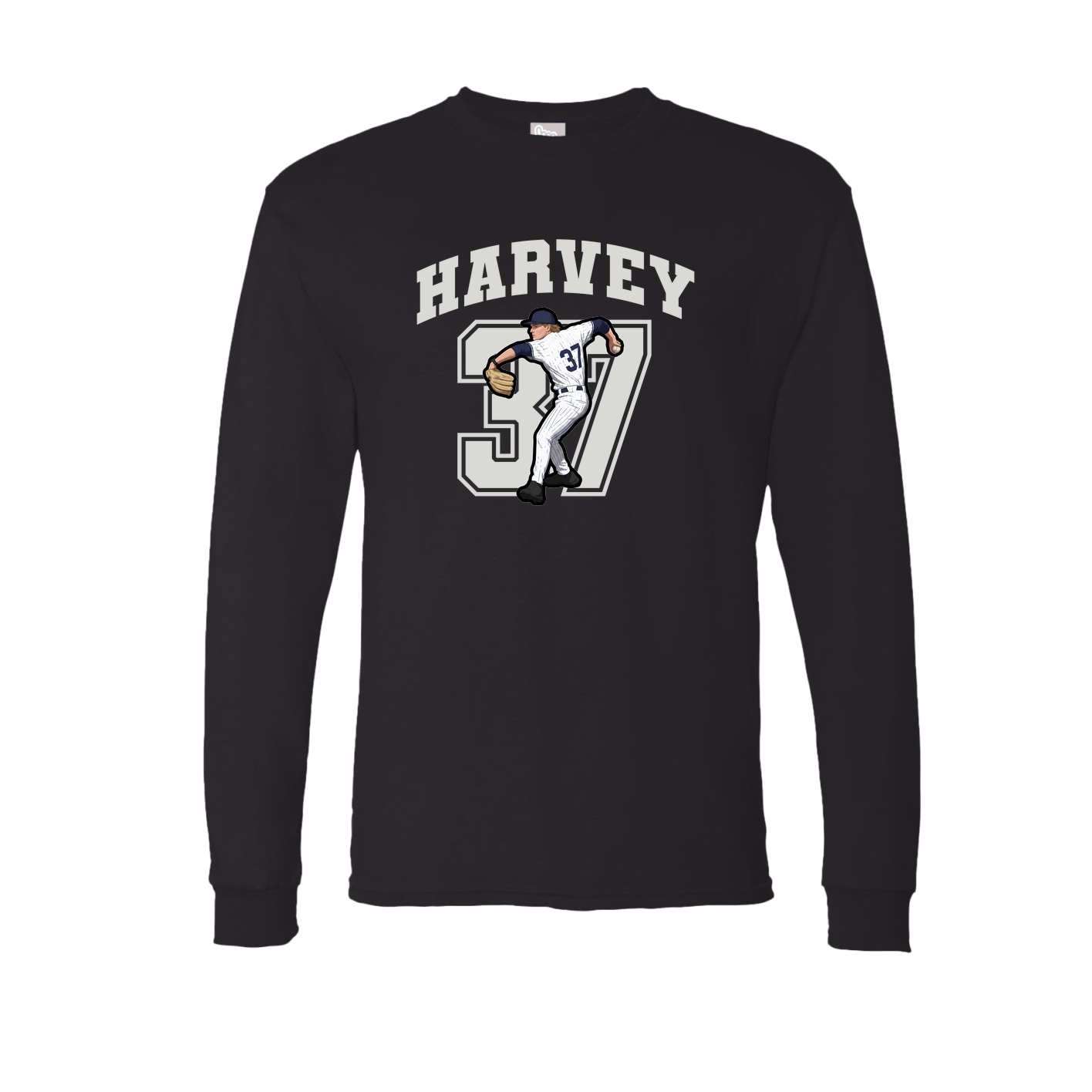 Long Sleeve Tee — Number in Black