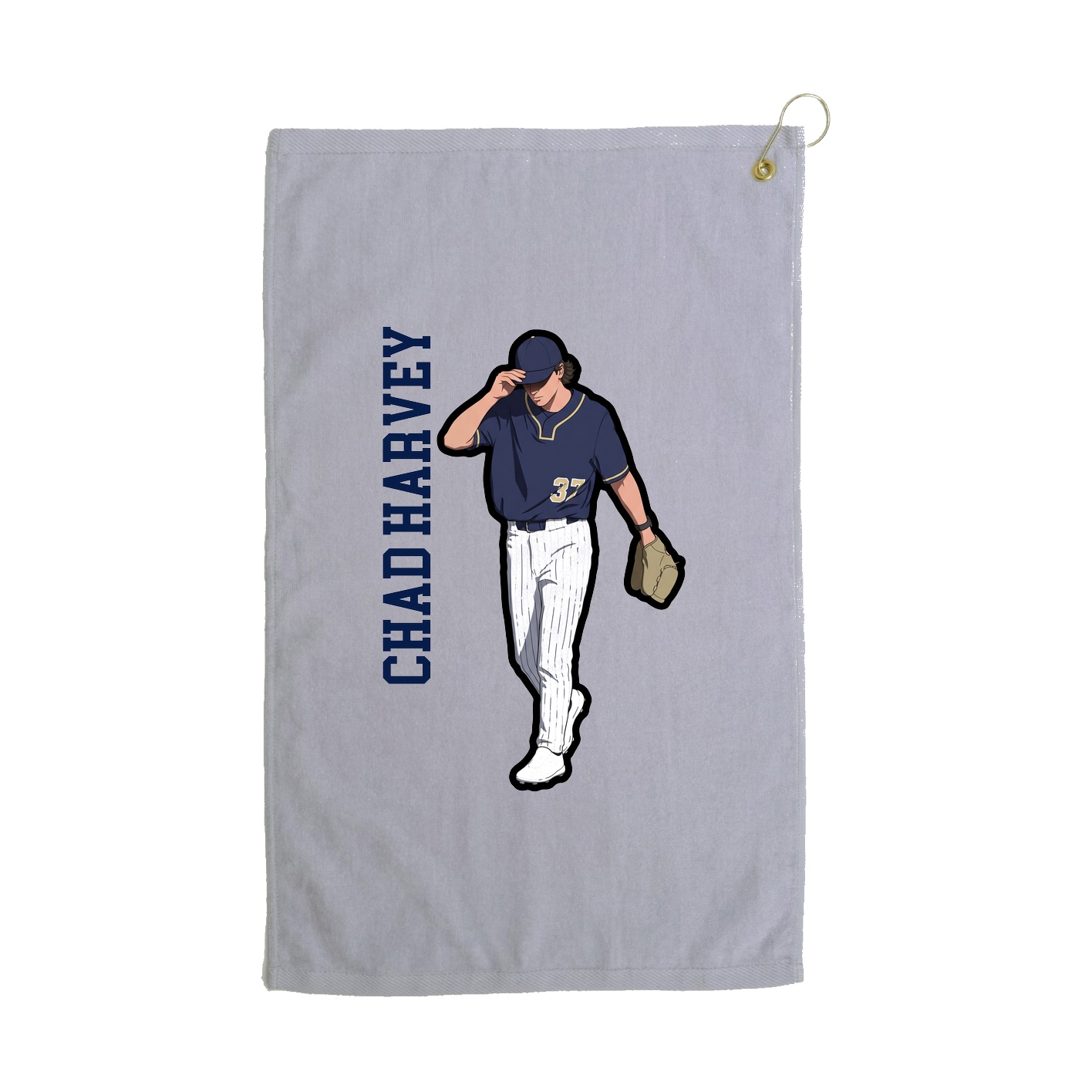 Golf Towel — Name Vertical in Grey