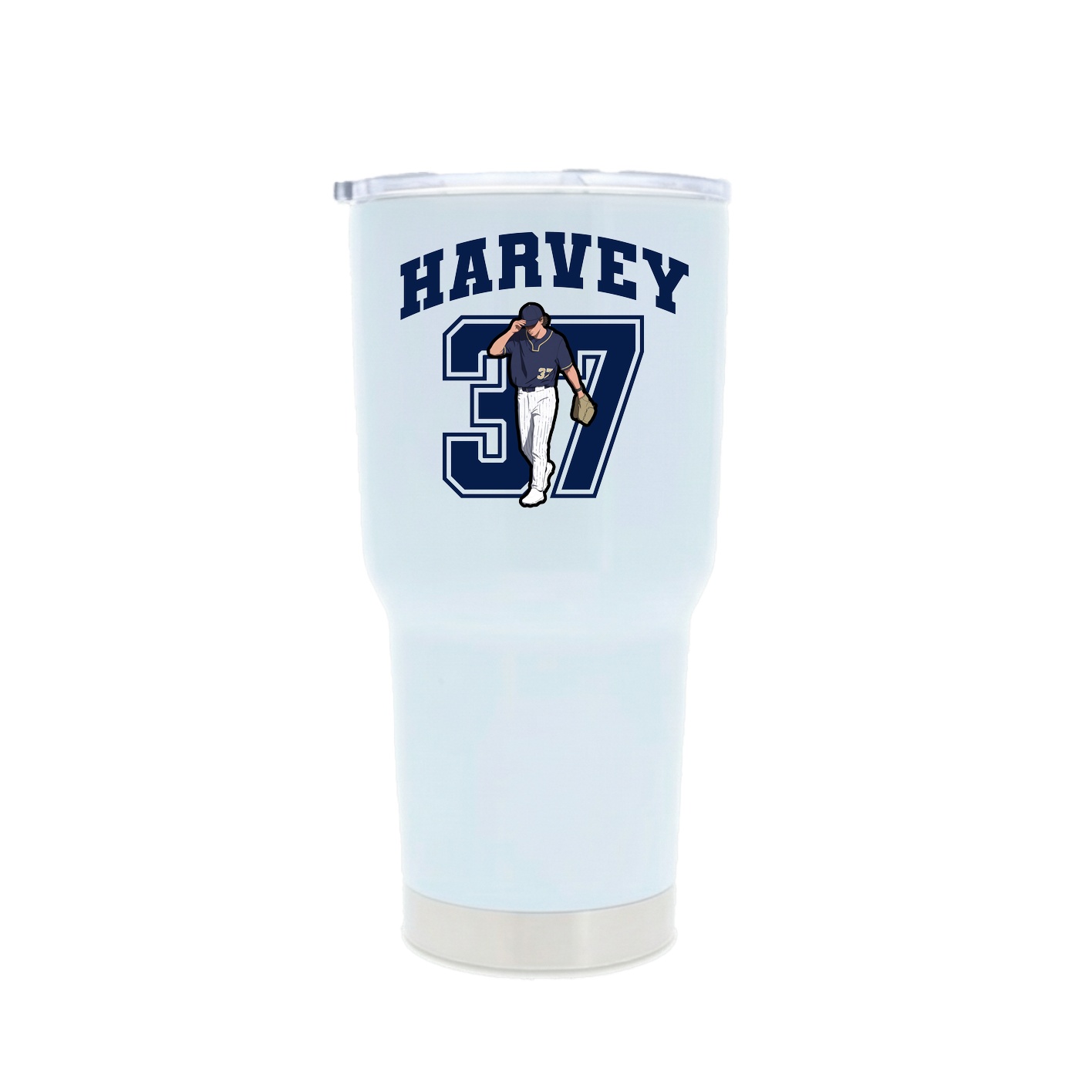 30oz Stainless Steel Tumbler — Number in White