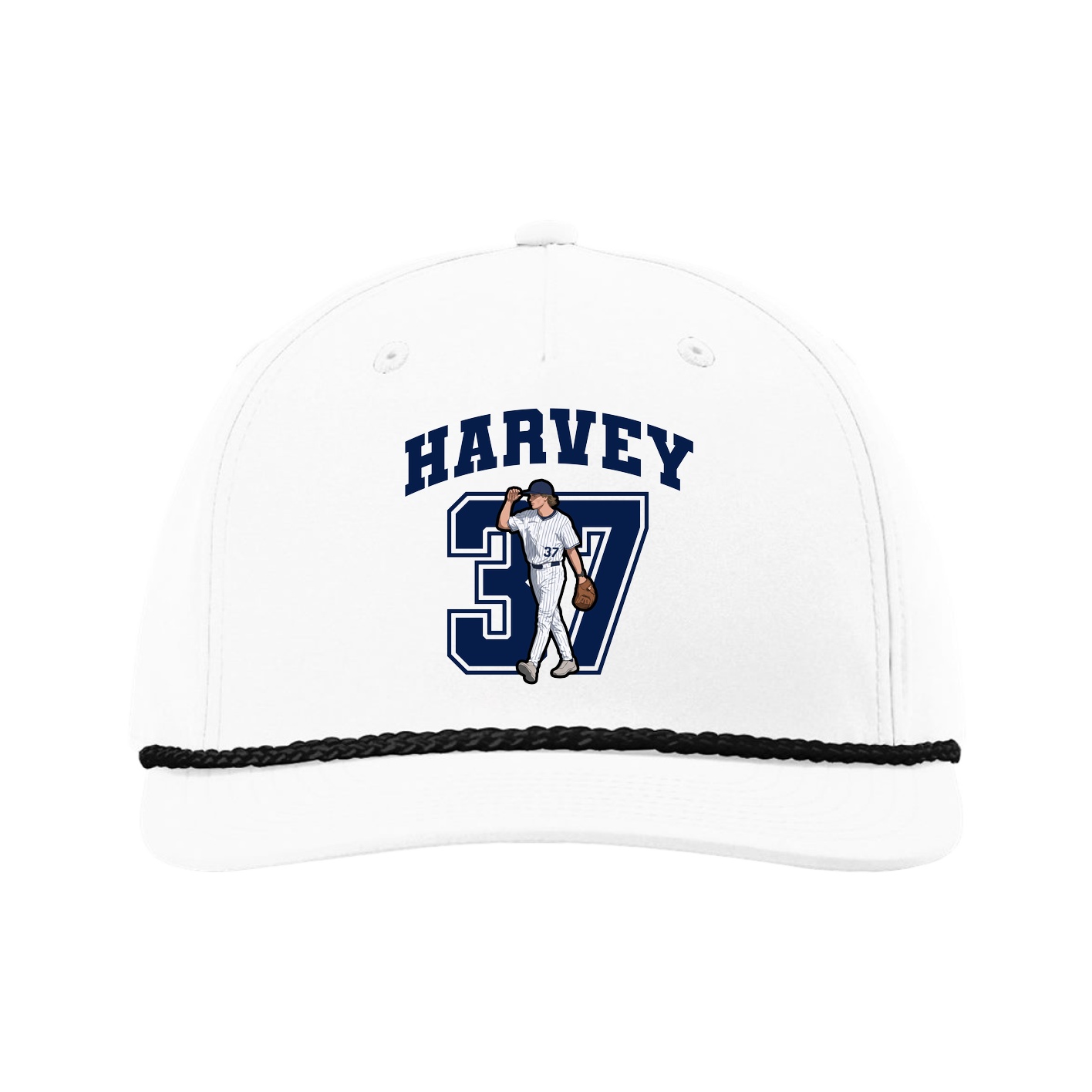 Five-Panel Classic Rope Cap — Number in White