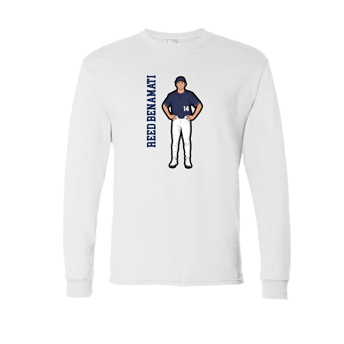 Long Sleeve Tee — Name Vertical in White