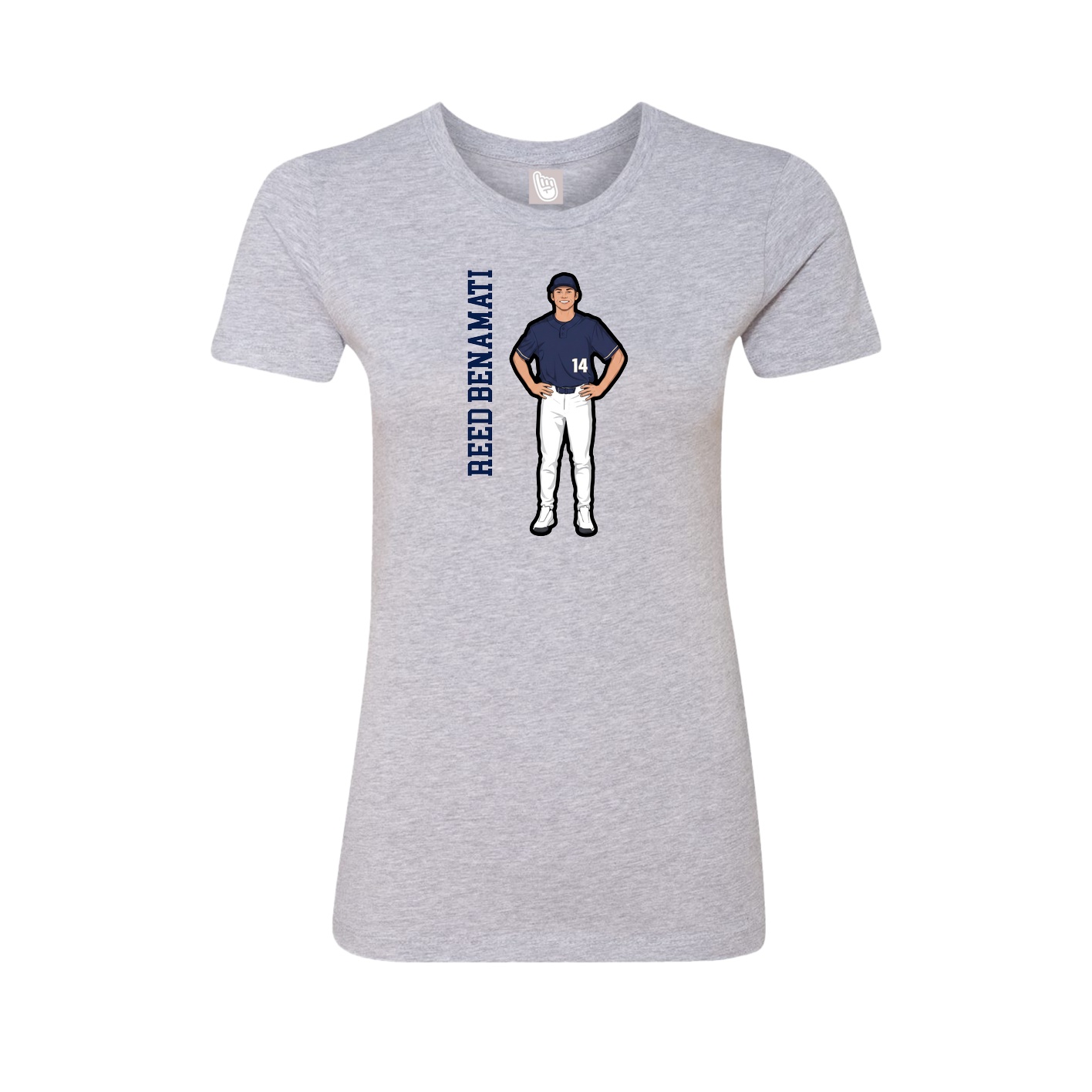 Fitted Women's Tee — Name Vertical in Grey