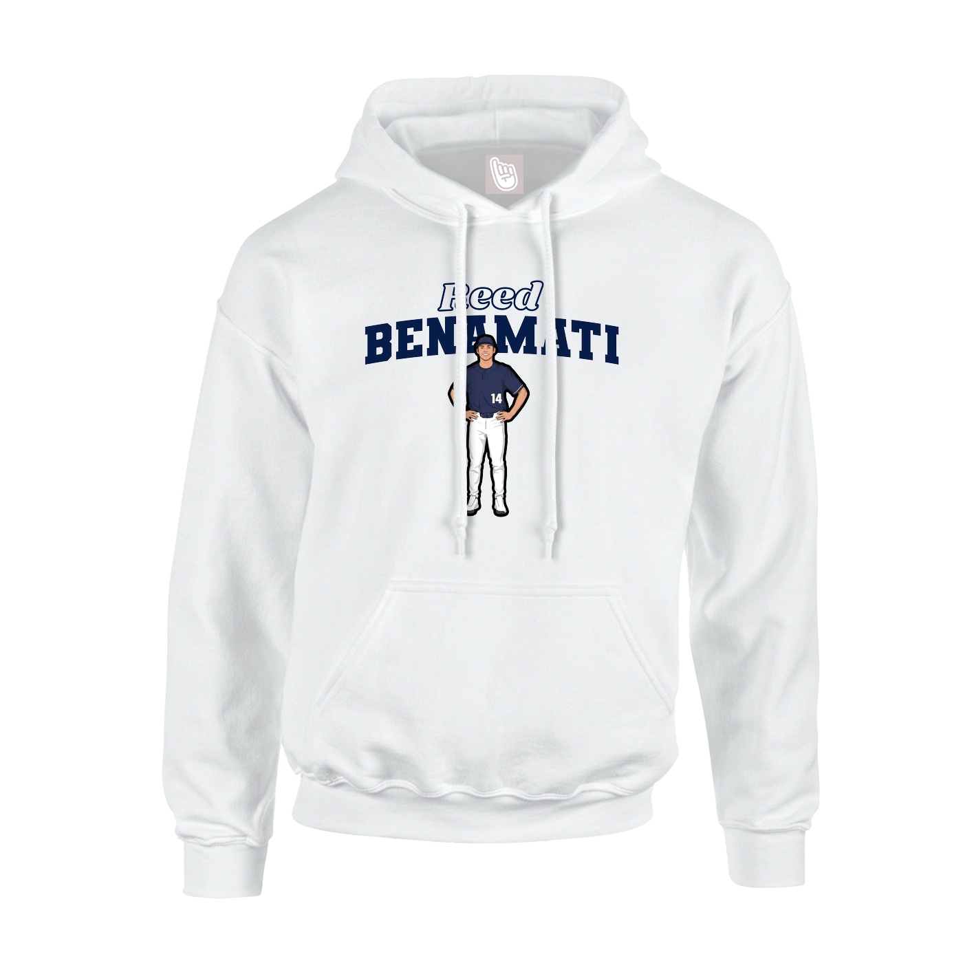 Youth Hoodie — Name Arch in White