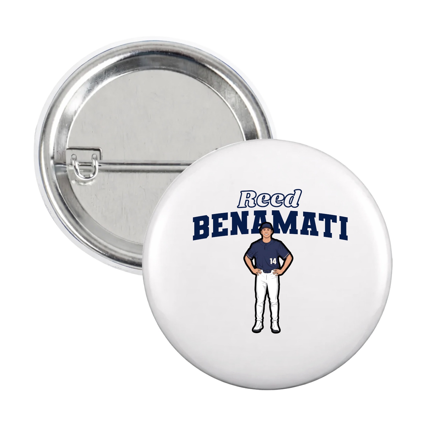 Game Day Button — Name Arch in White