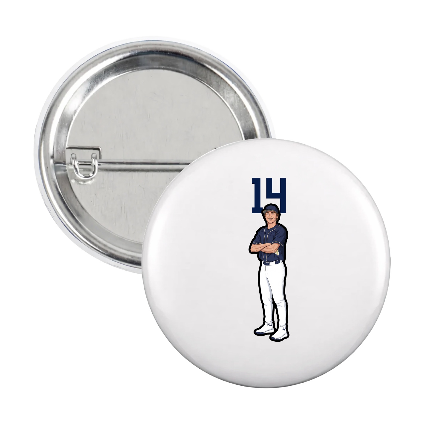 Game Day Button — Number Top in White