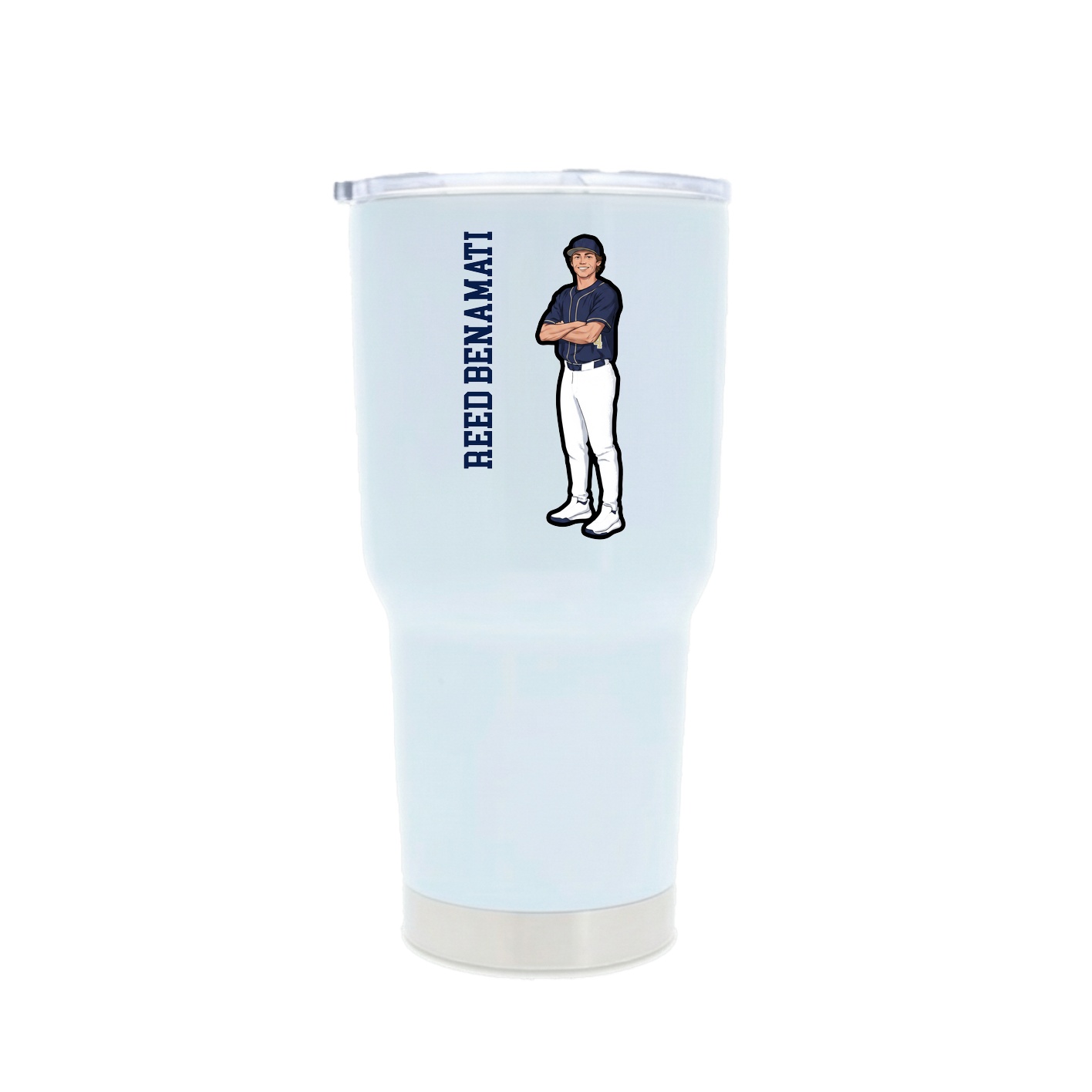 30oz Stainless Steel Tumbler — Name Vertical in White
