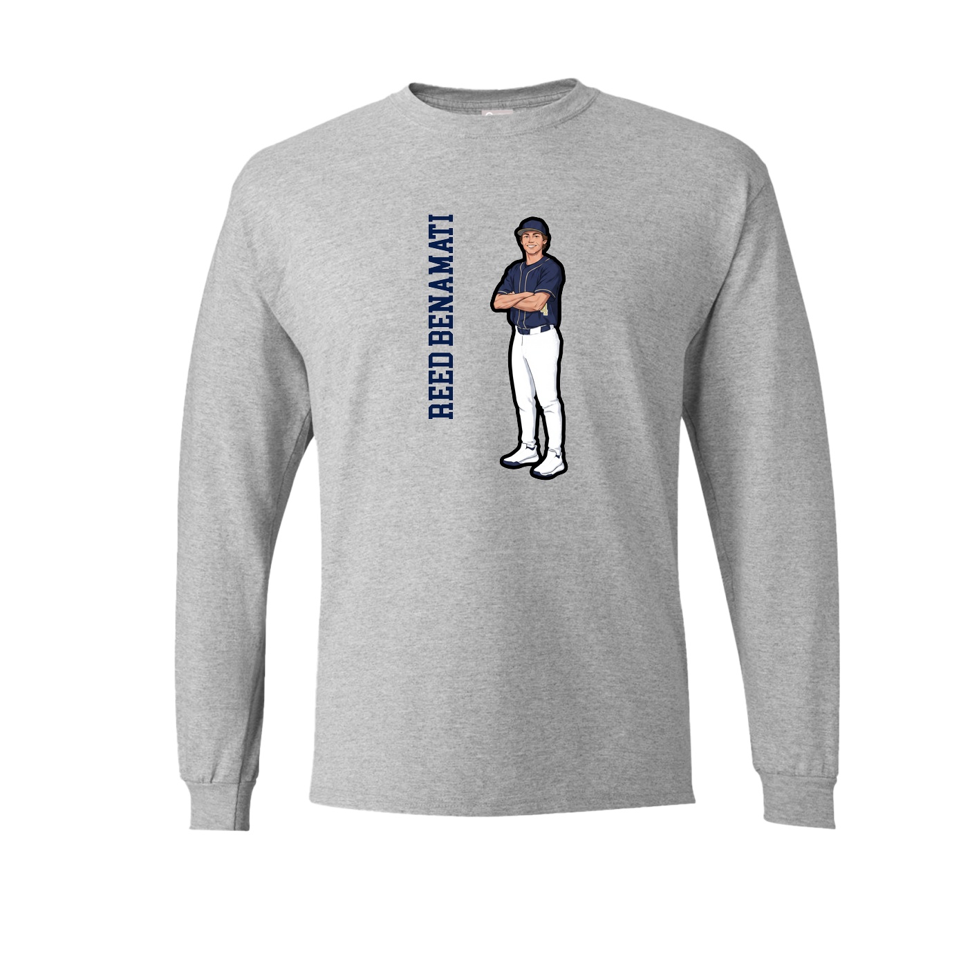 Long Sleeve Tee — Name Vertical in Grey