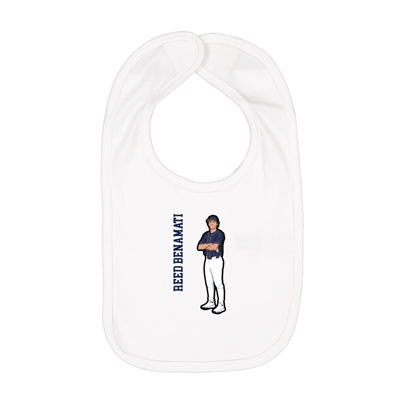 Infant Bib — Name Vertical in White