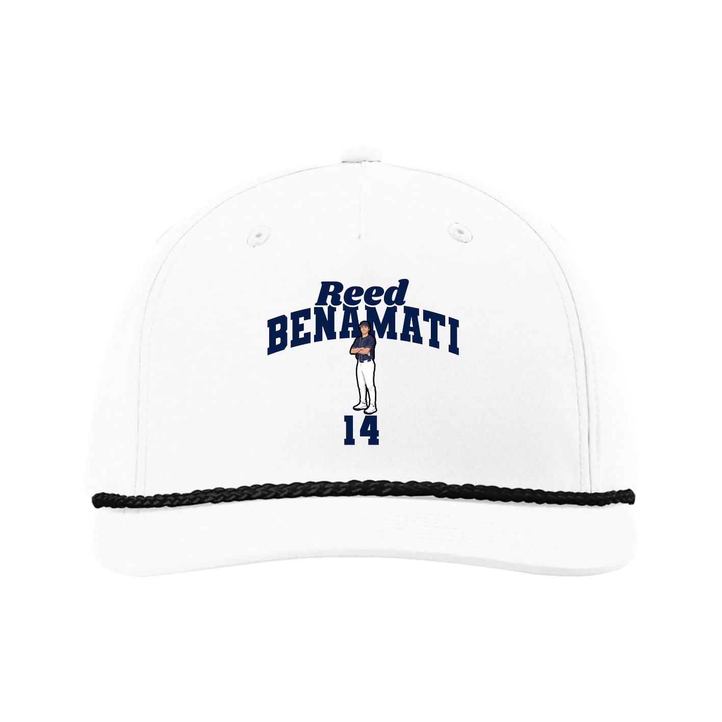 Five-Panel Classic Rope Cap — Signature Arch in White
