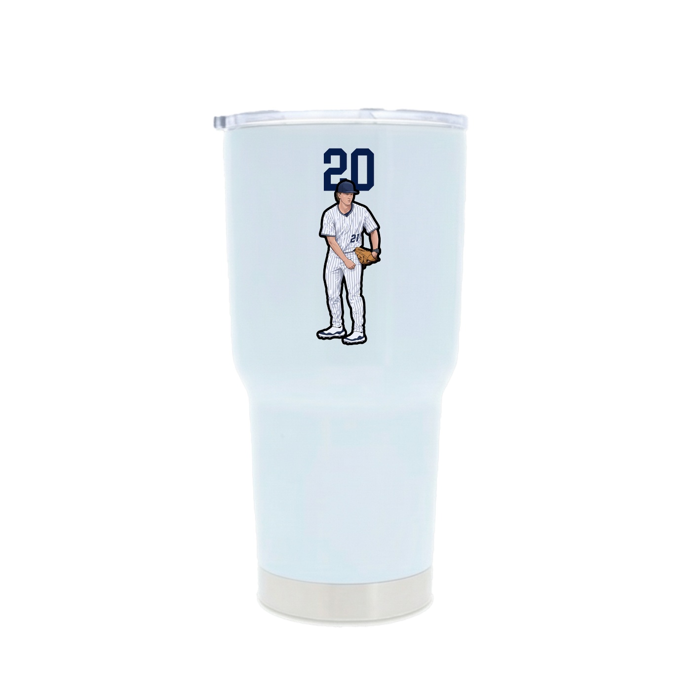 30oz Stainless Steel Tumbler — Number Top in White