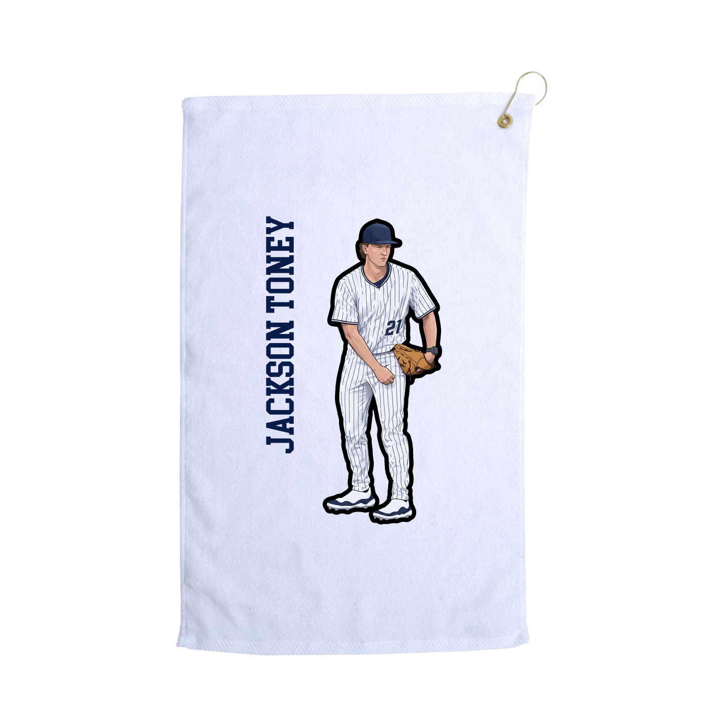 Golf Towel — Name Vertical in White