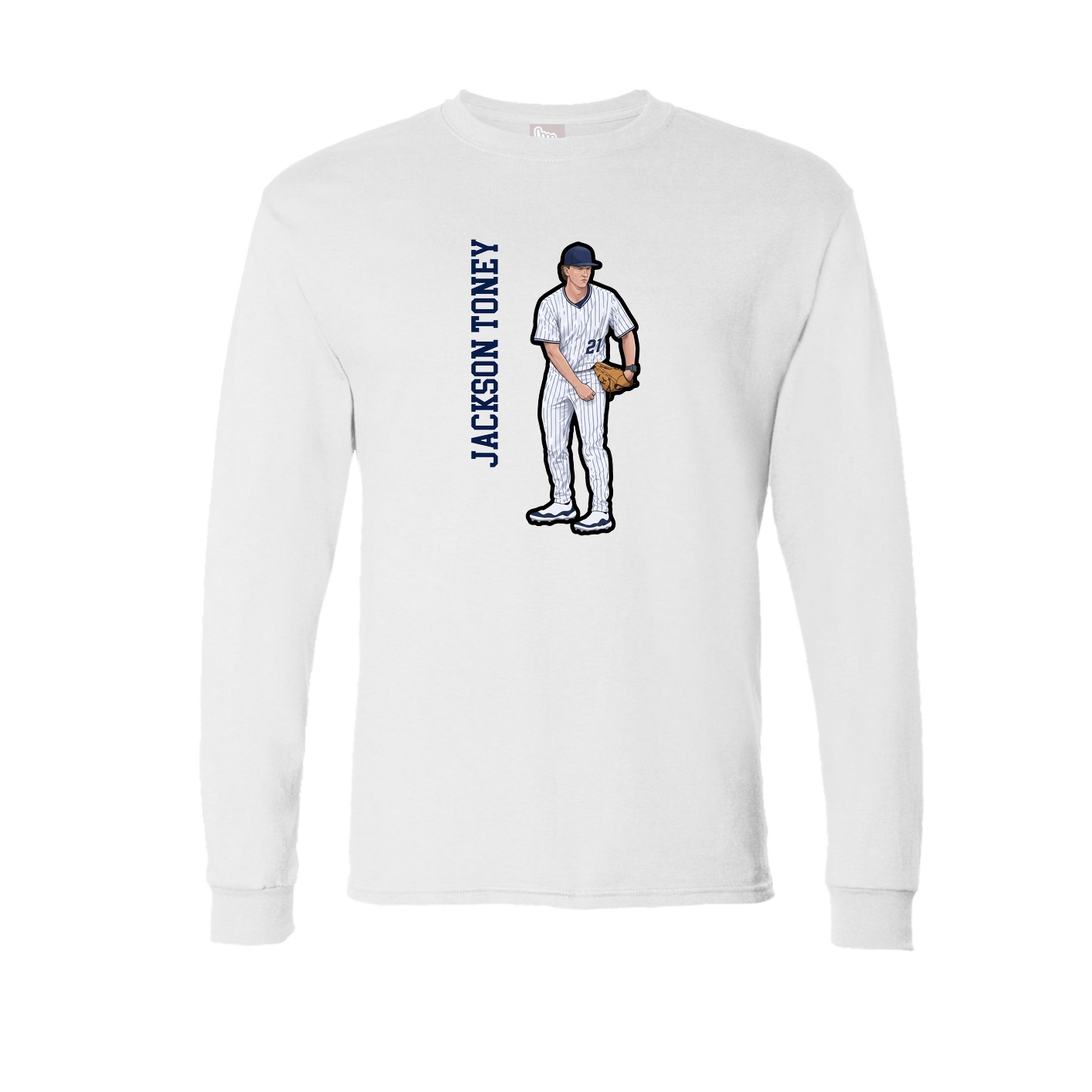 Long Sleeve Tee — Name Vertical in White