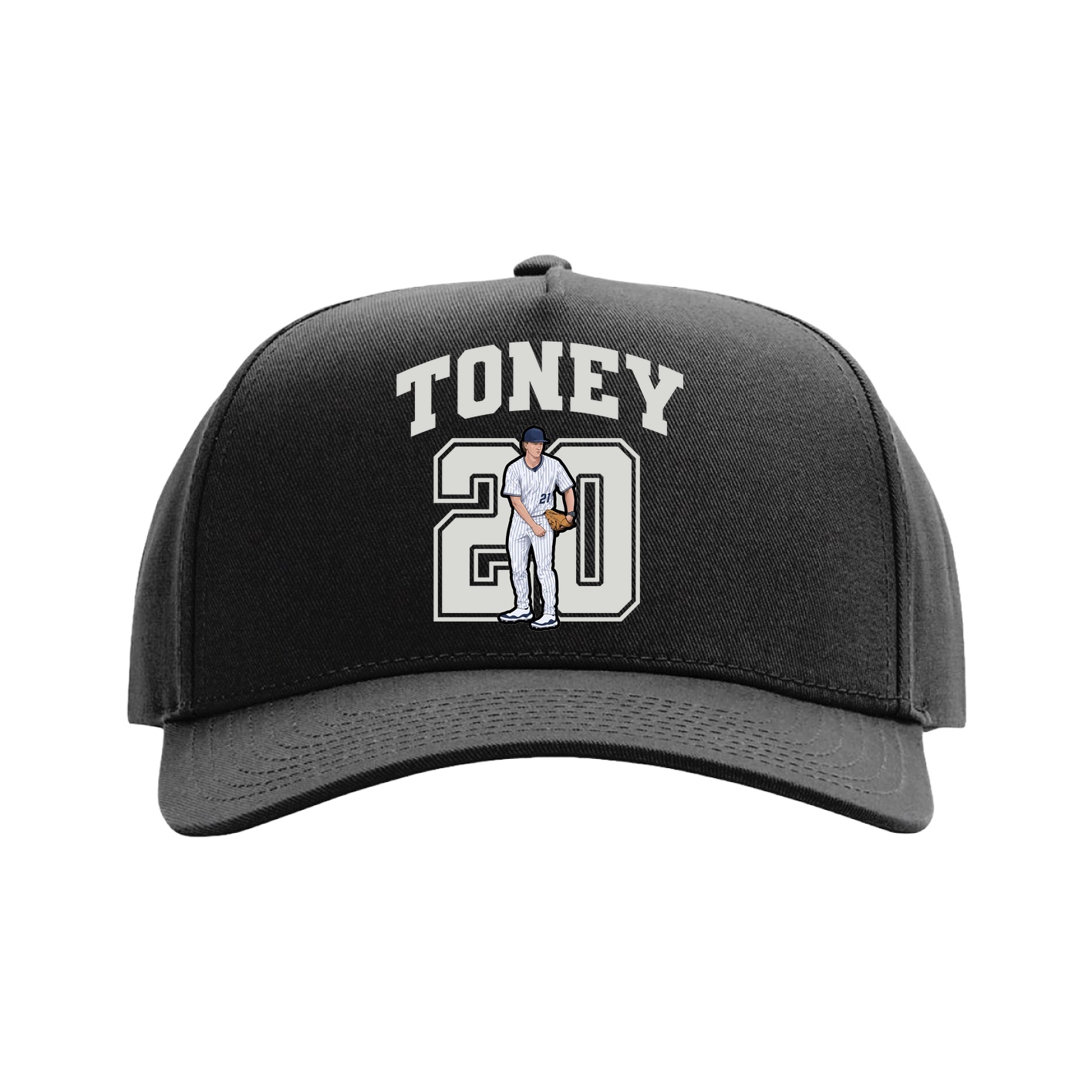 Full Fabric Five-Panel Champ Cap — Number in Black