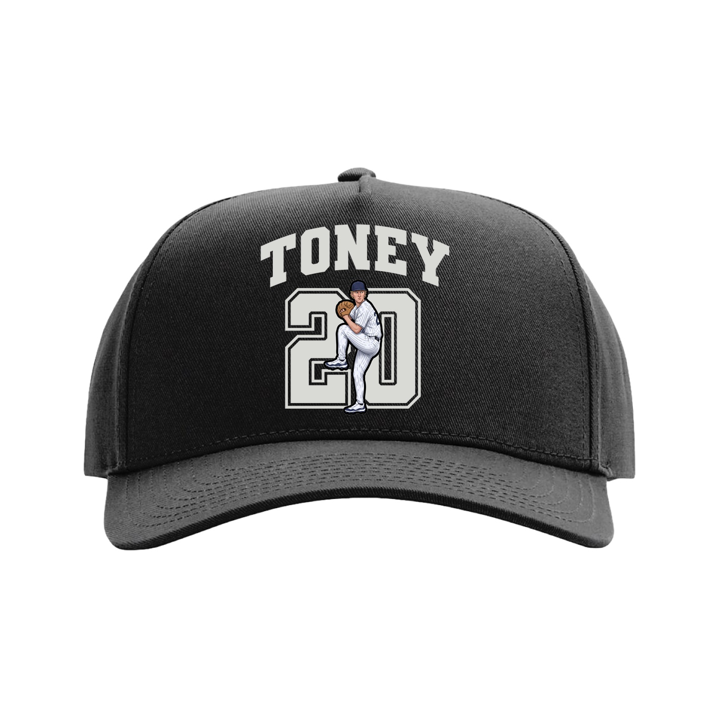 Full Fabric Five-Panel Champ Cap — Number in Black