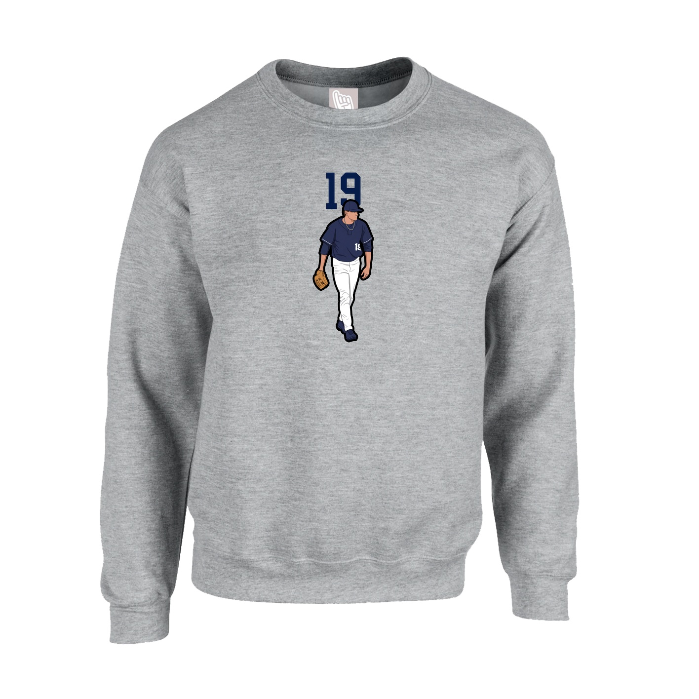 Fleece Crew — Number Top in Grey