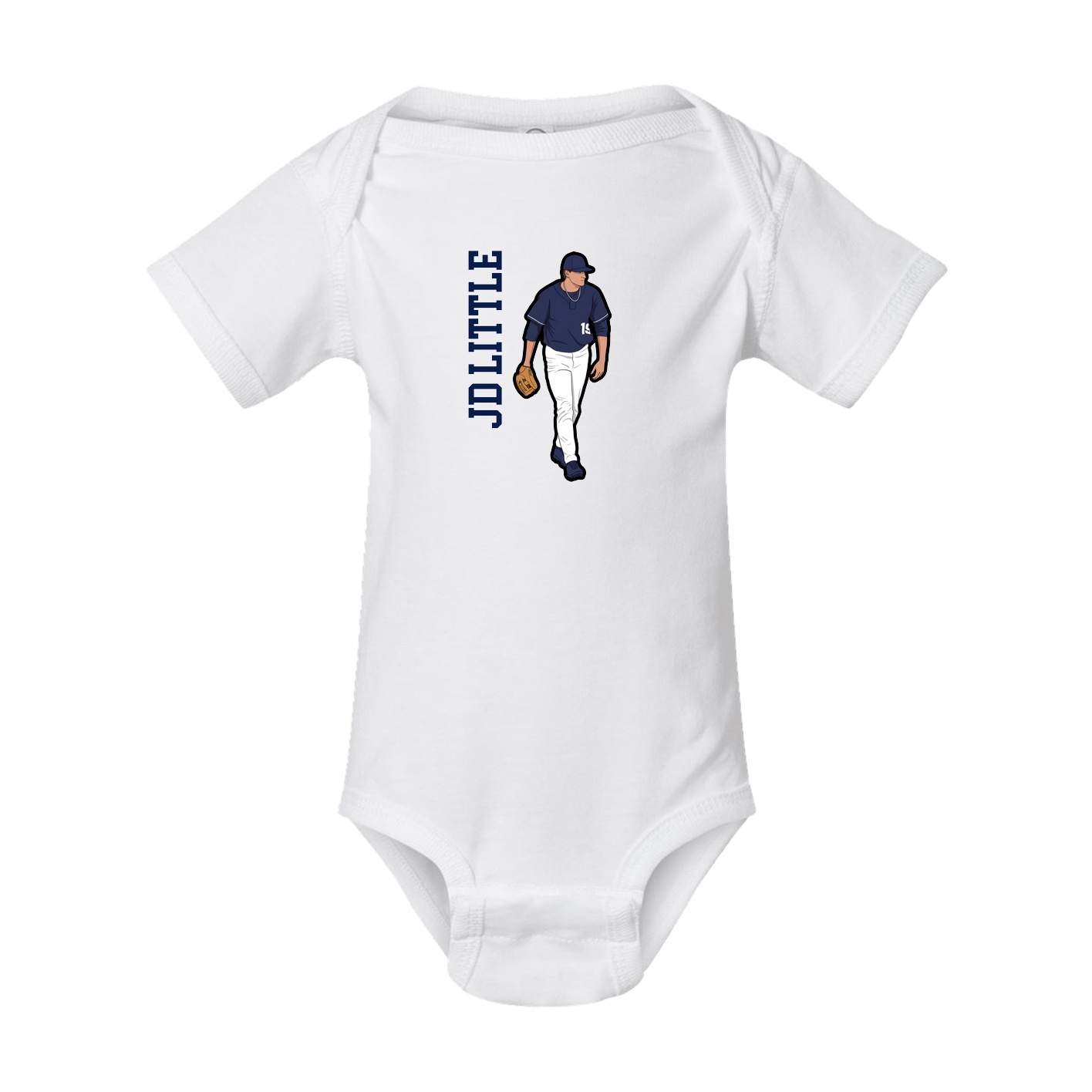 Baby Onesie — Name Vertical in White