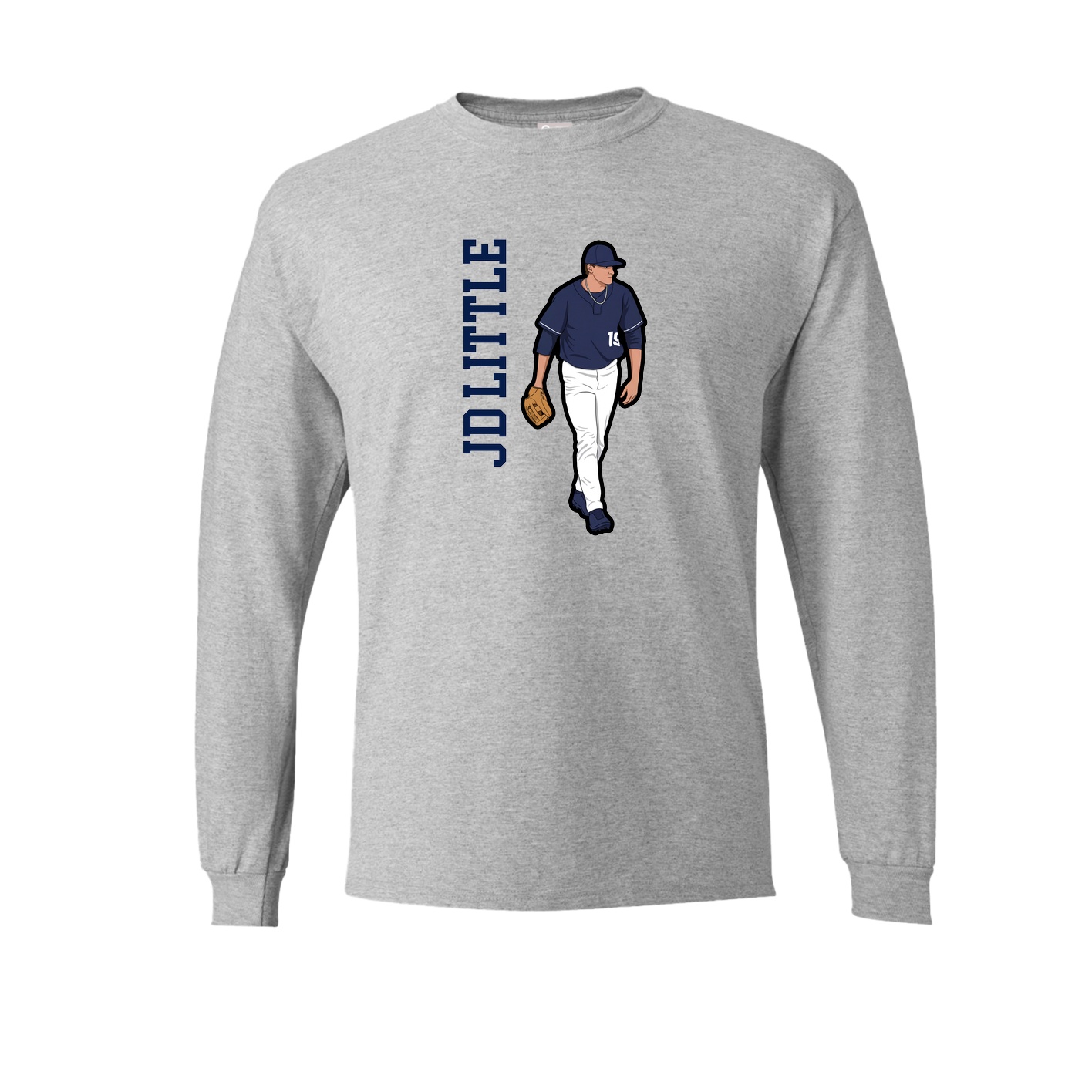 Long Sleeve Tee — Name Vertical in Grey