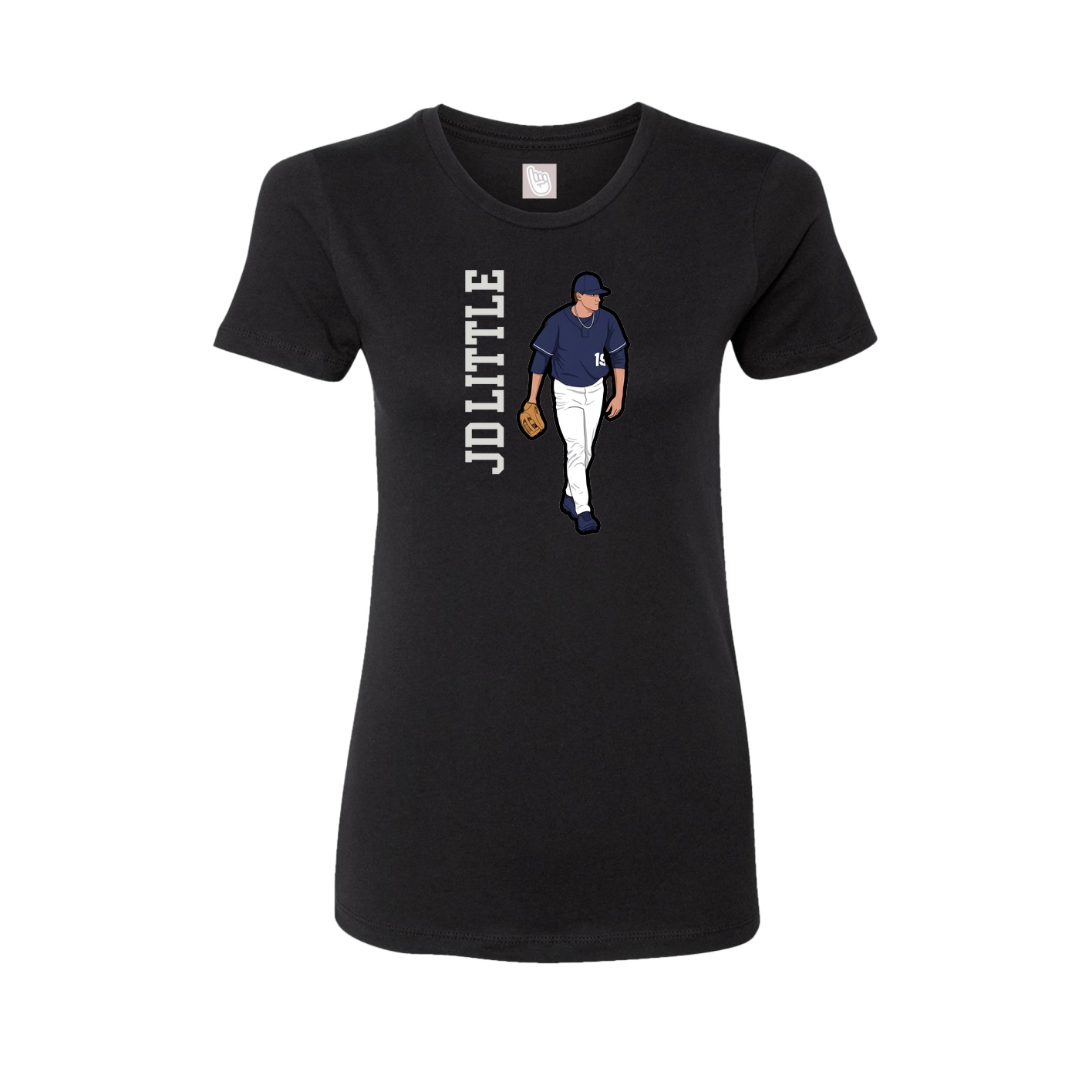 Fitted Women's Tee — Name Vertical in Black