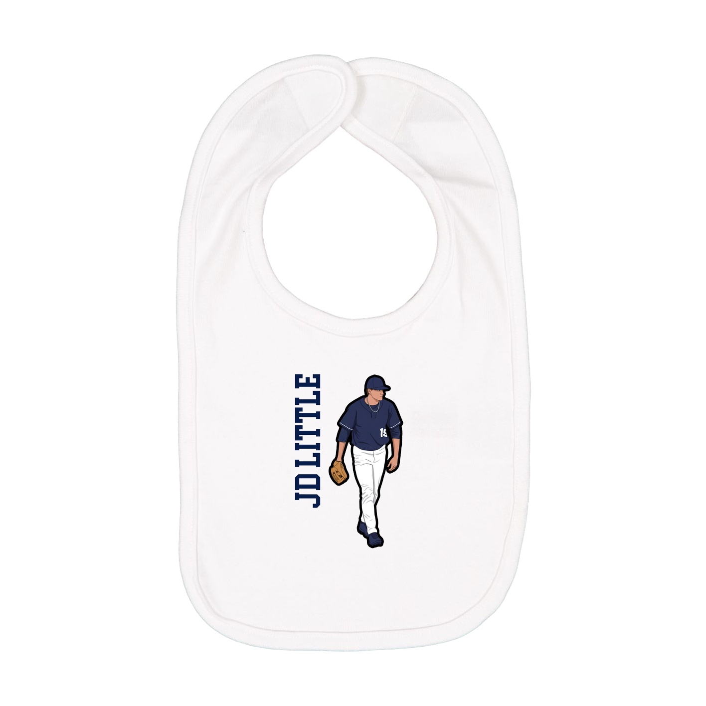 Infant Bib — Name Vertical in White