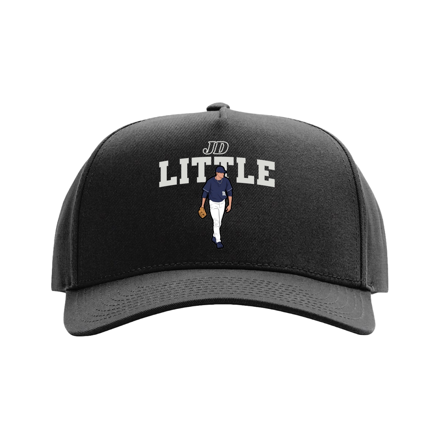 Full Fabric Five-Panel Champ Cap — Name Arch in Black