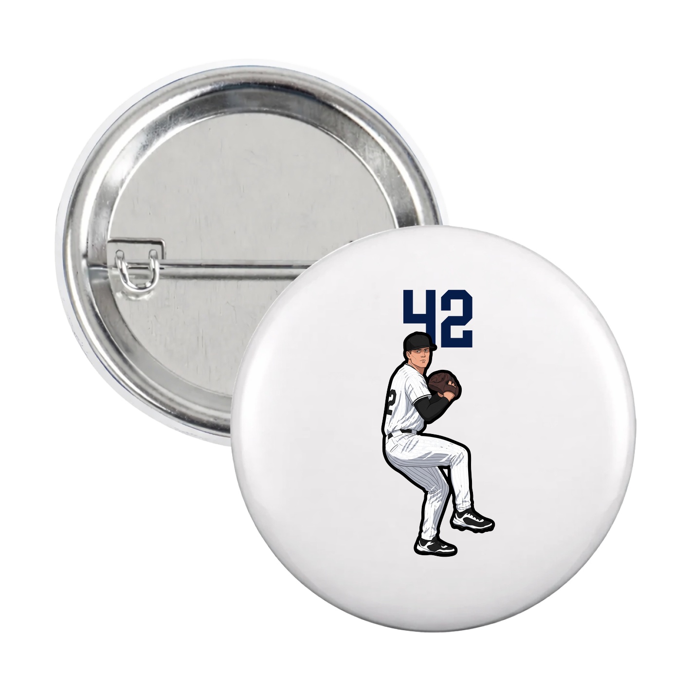 Game Day Button — Number Top in White