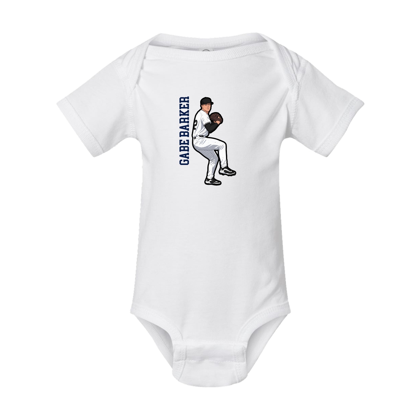 Baby Onesie — Name Vertical in White
