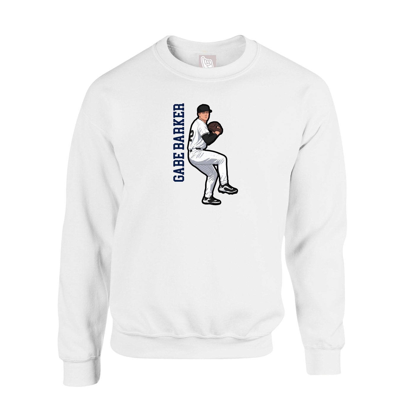 Fleece Crew — Name Vertical in White